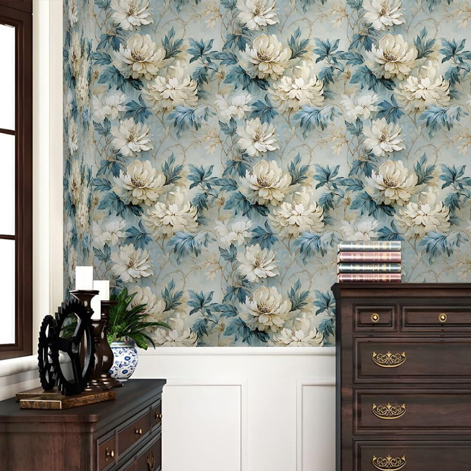 Image of HOMEMATES 304.8 cm x 45.72 cm Waterproof Floral & Botanical Vinyl Wallpaper