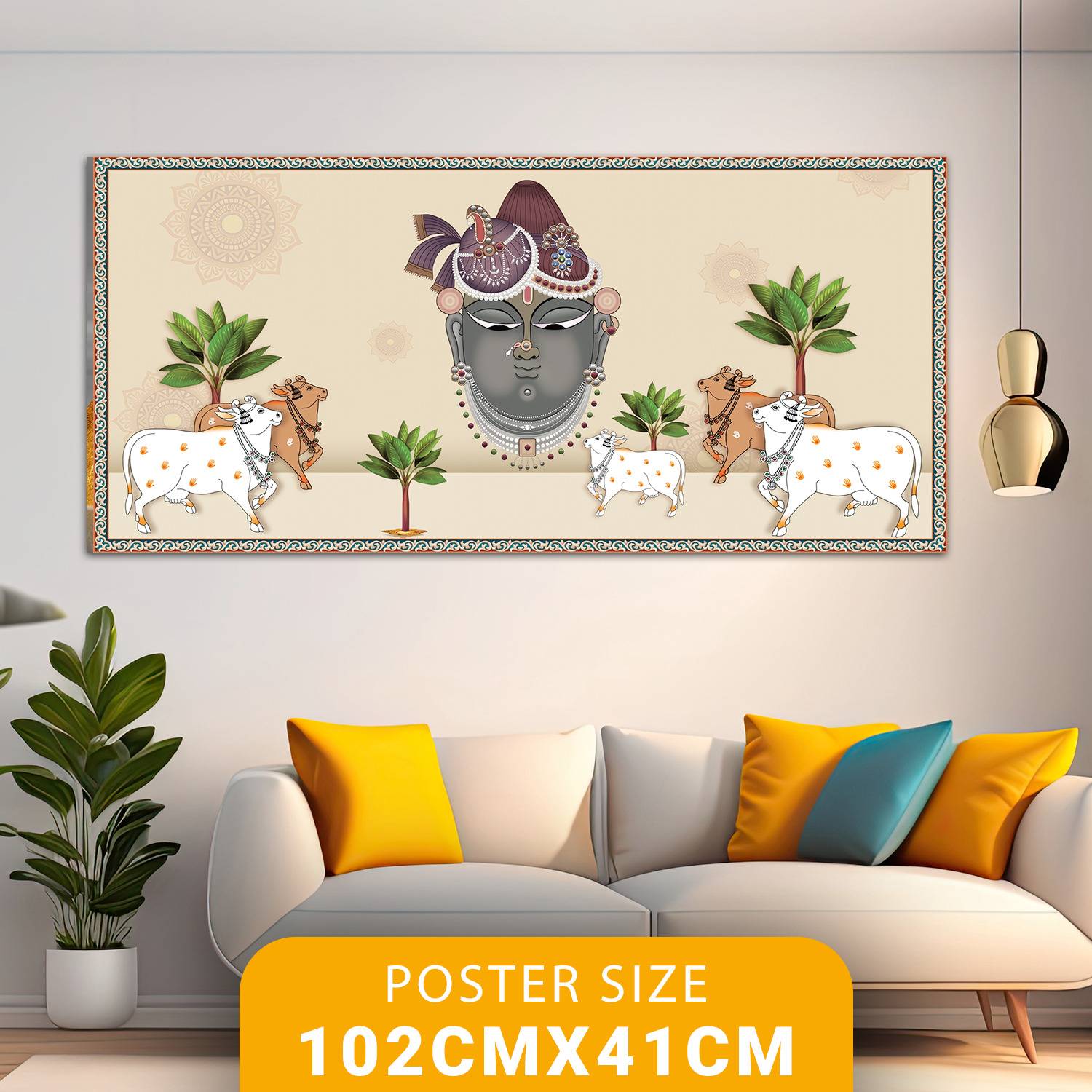 Bnezz 100 cm Wallpaper For Walls Shrinathji Wall Stickers For Bedroom Wall Posters Big Size Self Adhesive Sticker
