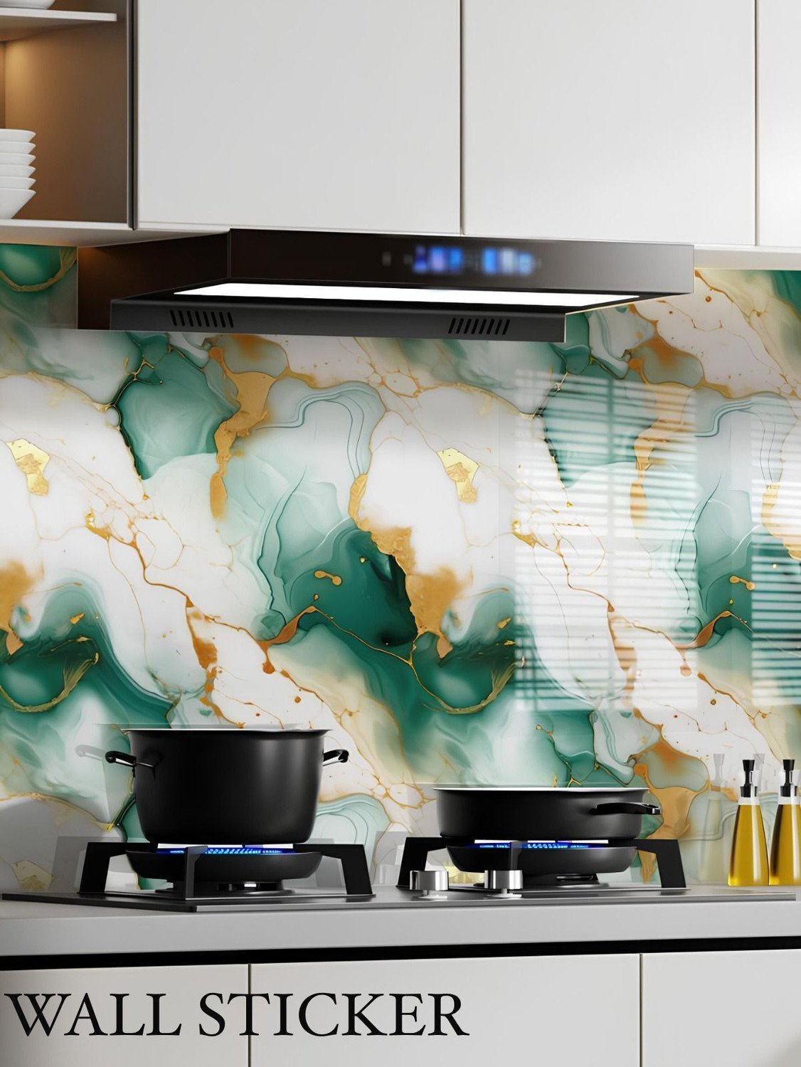 Image of voltify 200 cm Waterproof Wall Sticker For Kitchen & Home Decor - Glossy Marble Pattern Self Adhesive Sticker
