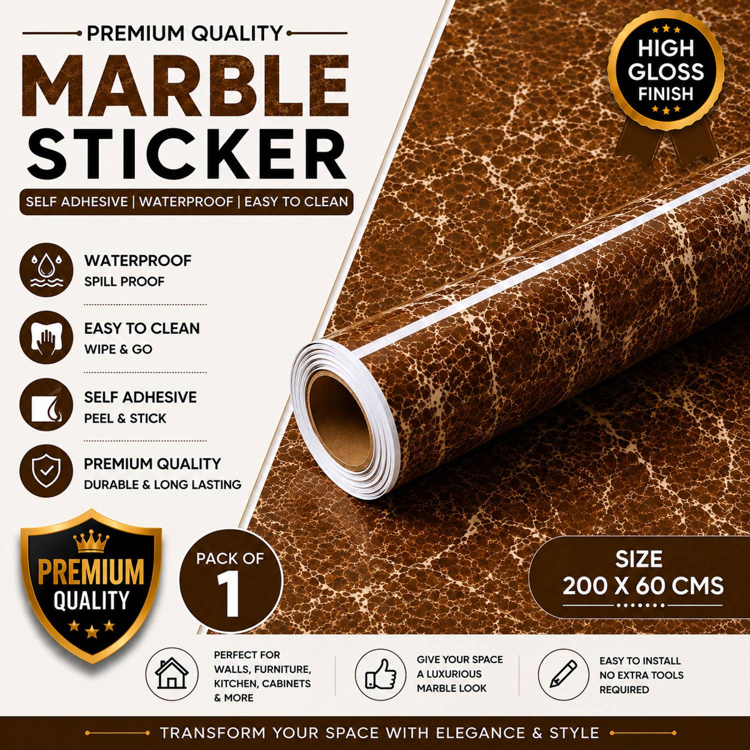 AMBDDED 200 cm Self Adhesive regular sticker Self Adhesive Sticker