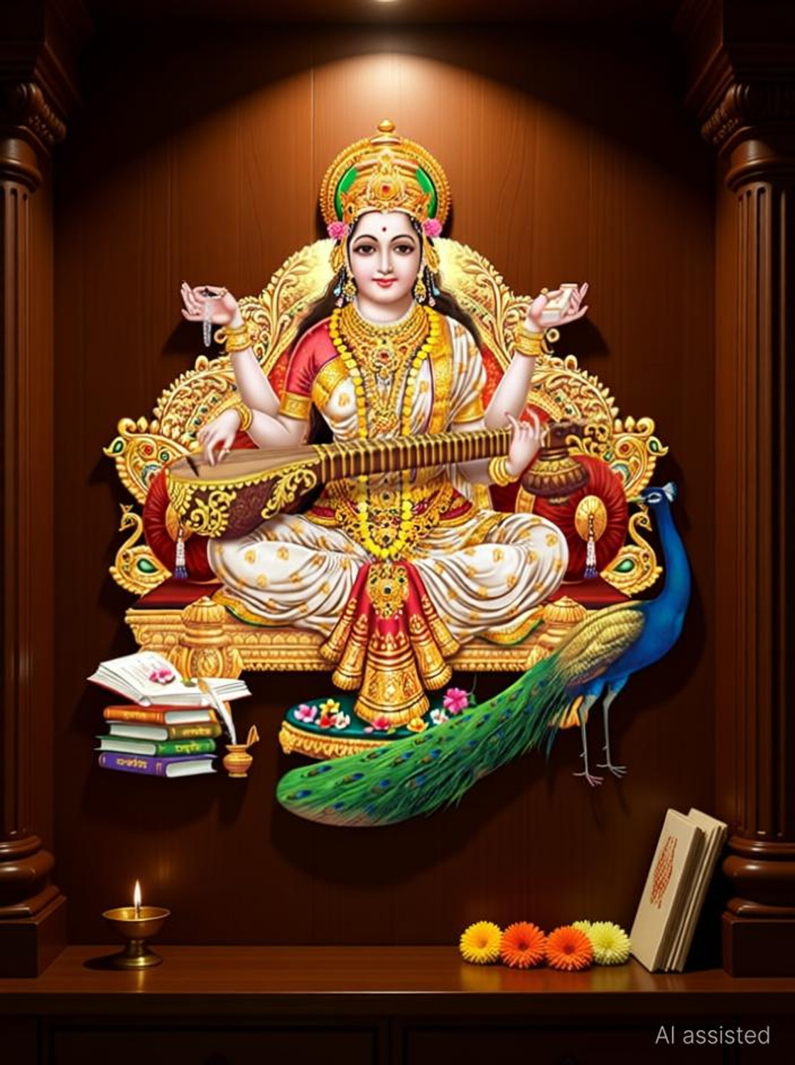 Image of my celebrat 76.2 cm Saraswati Maa Self Adhesive Sticker