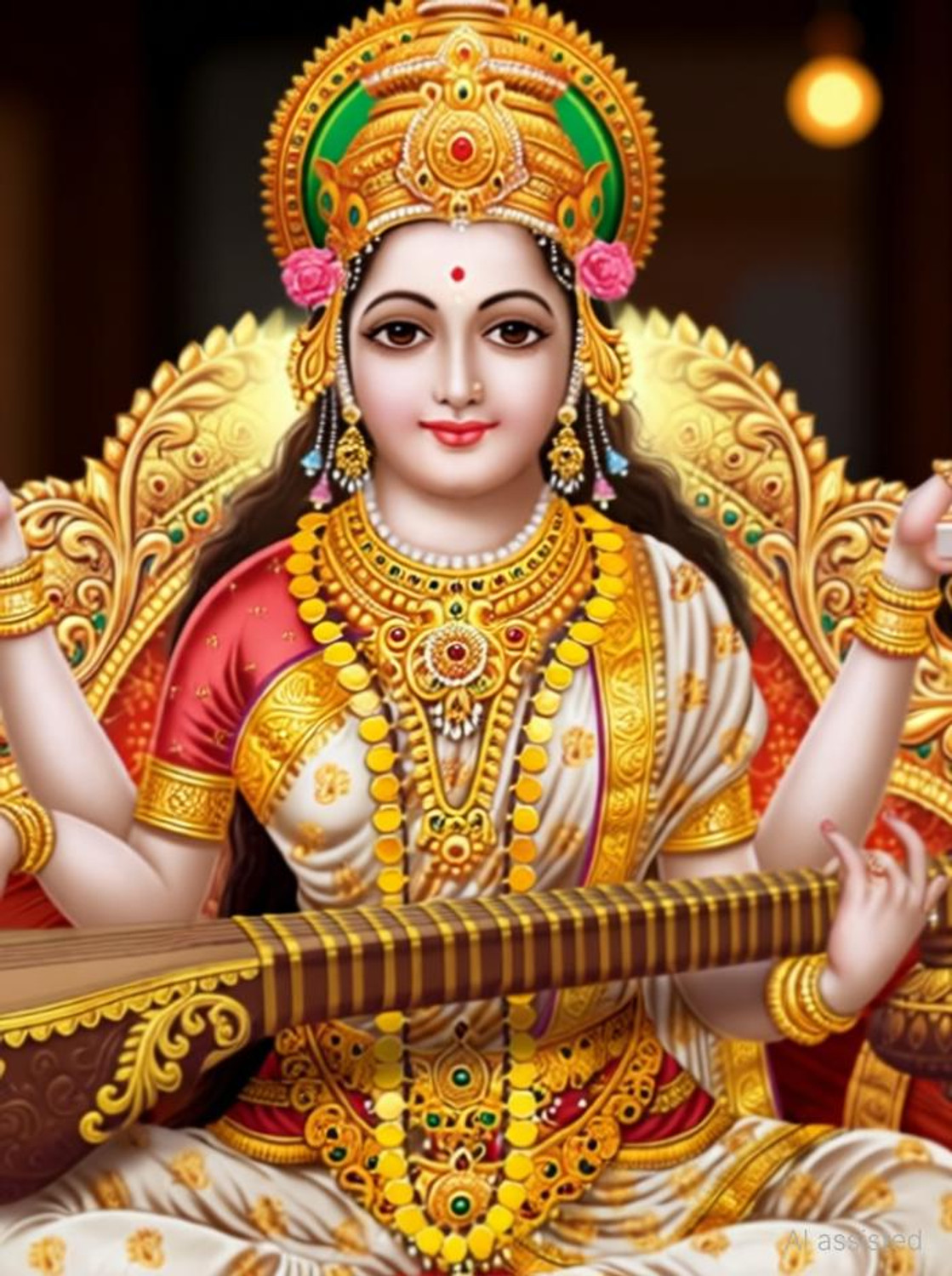 Image of my celebrat 76.2 cm Saraswati Maa Self Adhesive Sticker