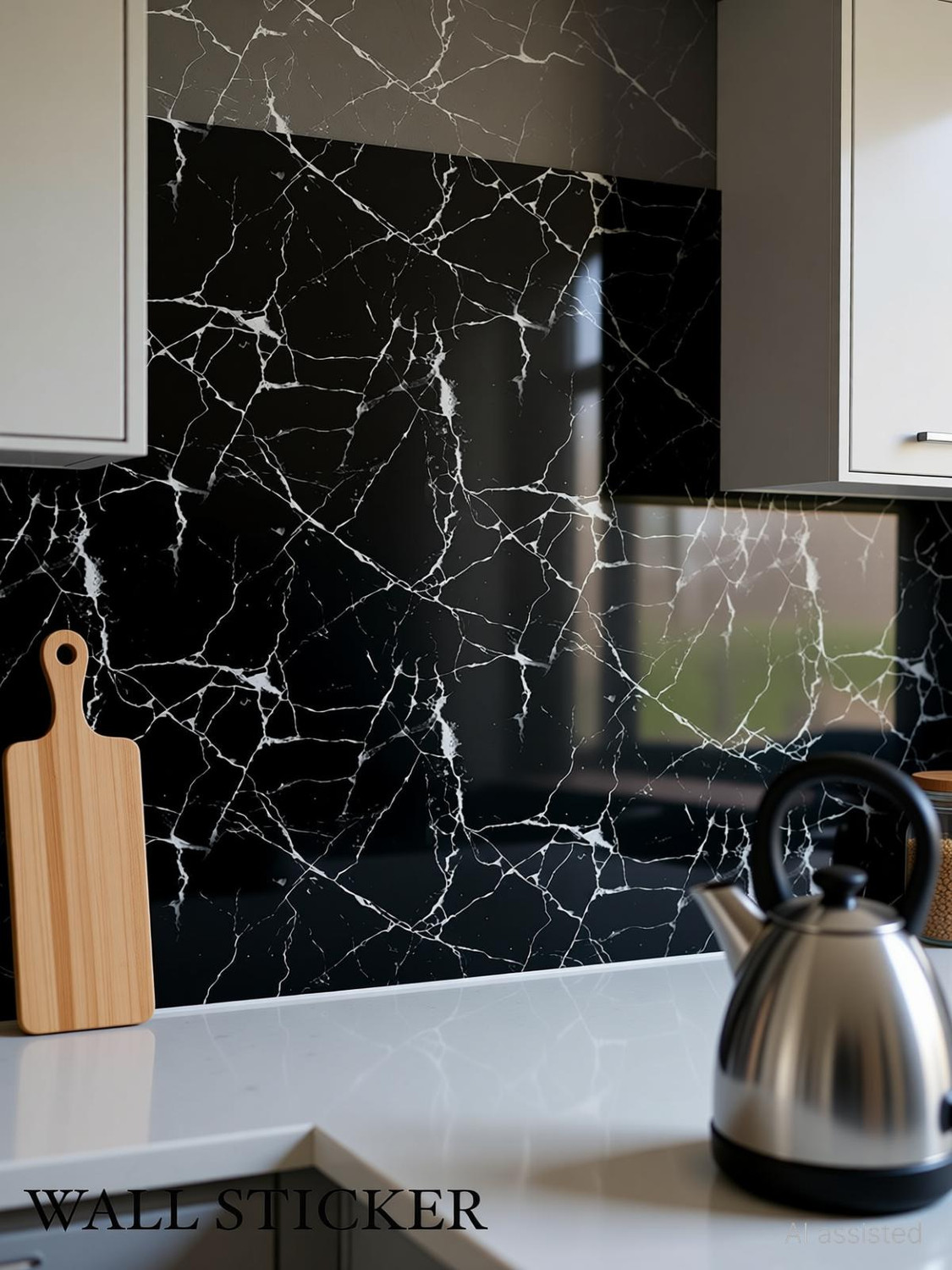 Image of voltify 200 cm Waterproof Wall Sticker For Kitchen & Home Decor - Glossy Marble Pattern Self Adhesive Sticker