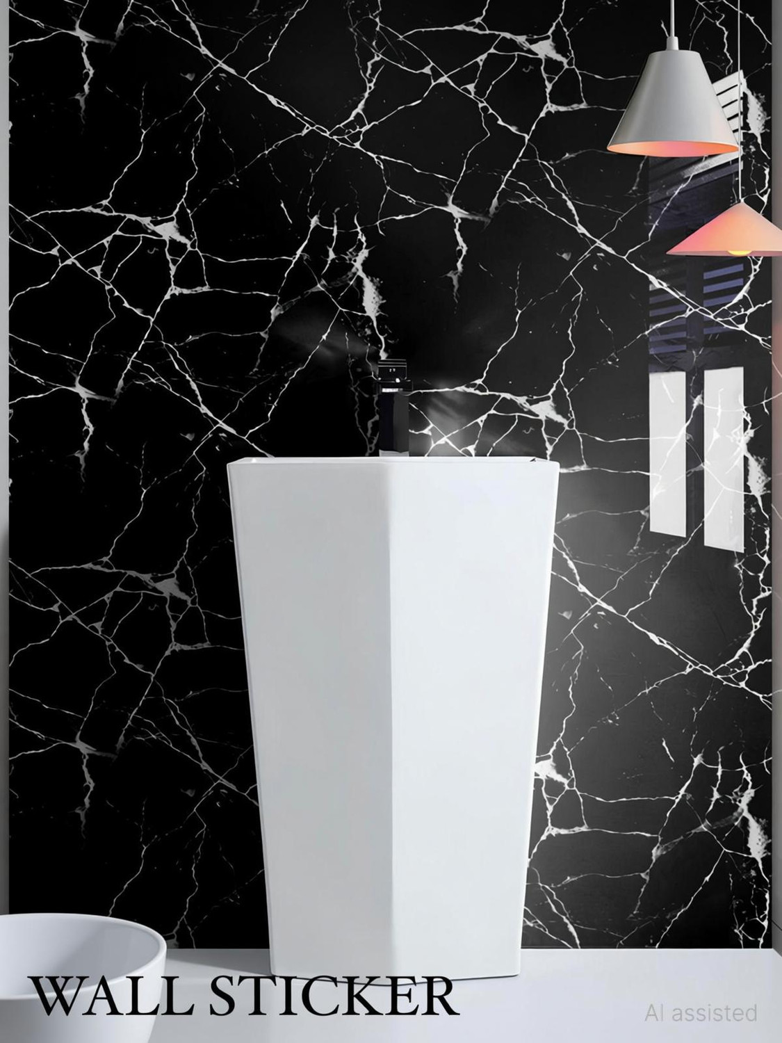Image of voltify 200 cm Waterproof Wall Sticker For Kitchen & Home Decor - Glossy Marble Pattern Self Adhesive Sticker