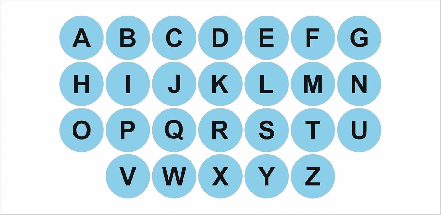 BlackDreams 2.5 cm Round 500 Piece A to Z Alphabet Label for Organizing, Numbering, Project, School Self Adhesive Sticker