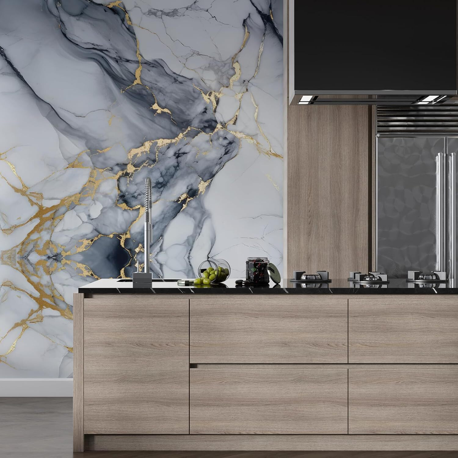 Image of Amar Enterprise Kitchen Stickers Oil-Proof Waterproof Self Adhesive Wallpaper(200x60CM)(PACK-03) Pack of 3