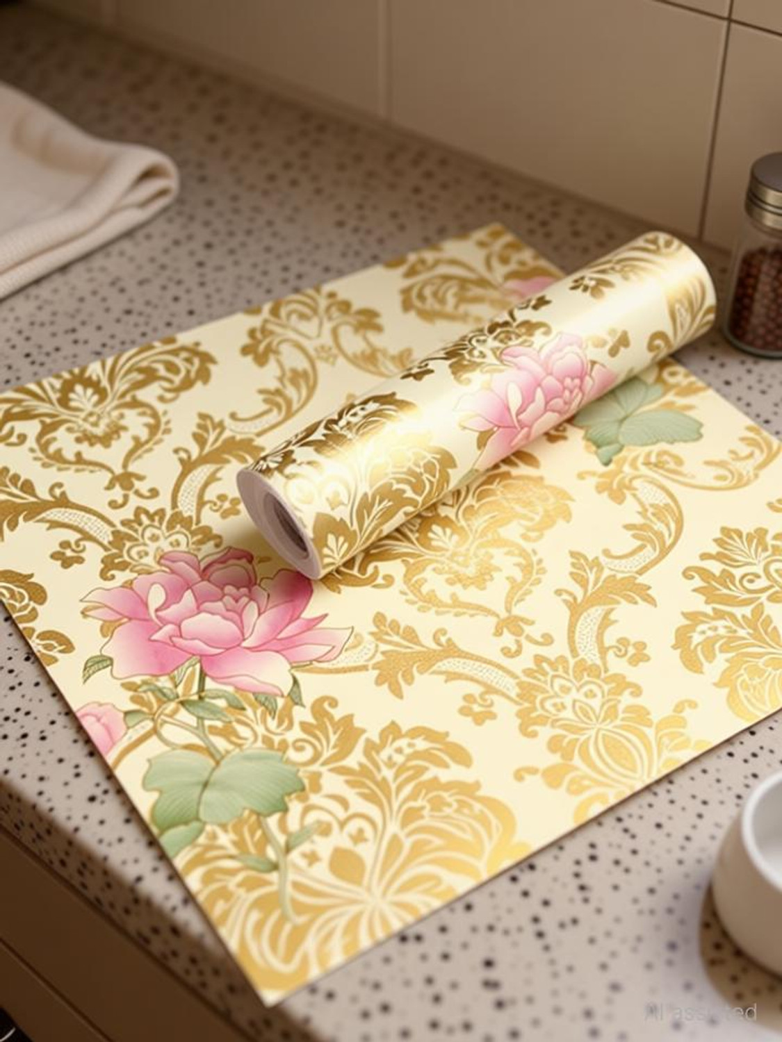 Image of SIRTERIQ 500 cm Aluminum Shining Marble Foil Waterproof Premium Roll For Kitchen Self Adhesive Sticker
