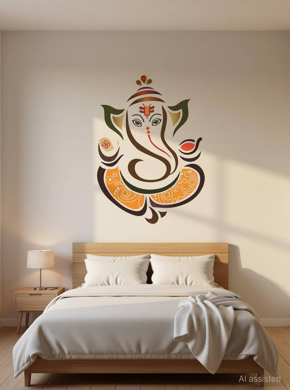 LAKSHIT ENTERPRISES 45 cm homedecorbeautiful multicolour lord ganesh ji wall sticker for home décor Self Adhesive Sticker
