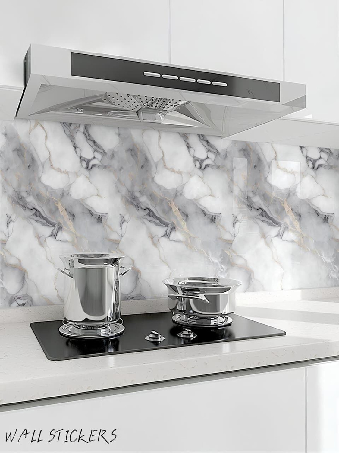 Image of voltify 200 cm Waterproof Wall Sticker For Kitchen & Home Decor - Glossy Marble Pattern Self Adhesive Sticker