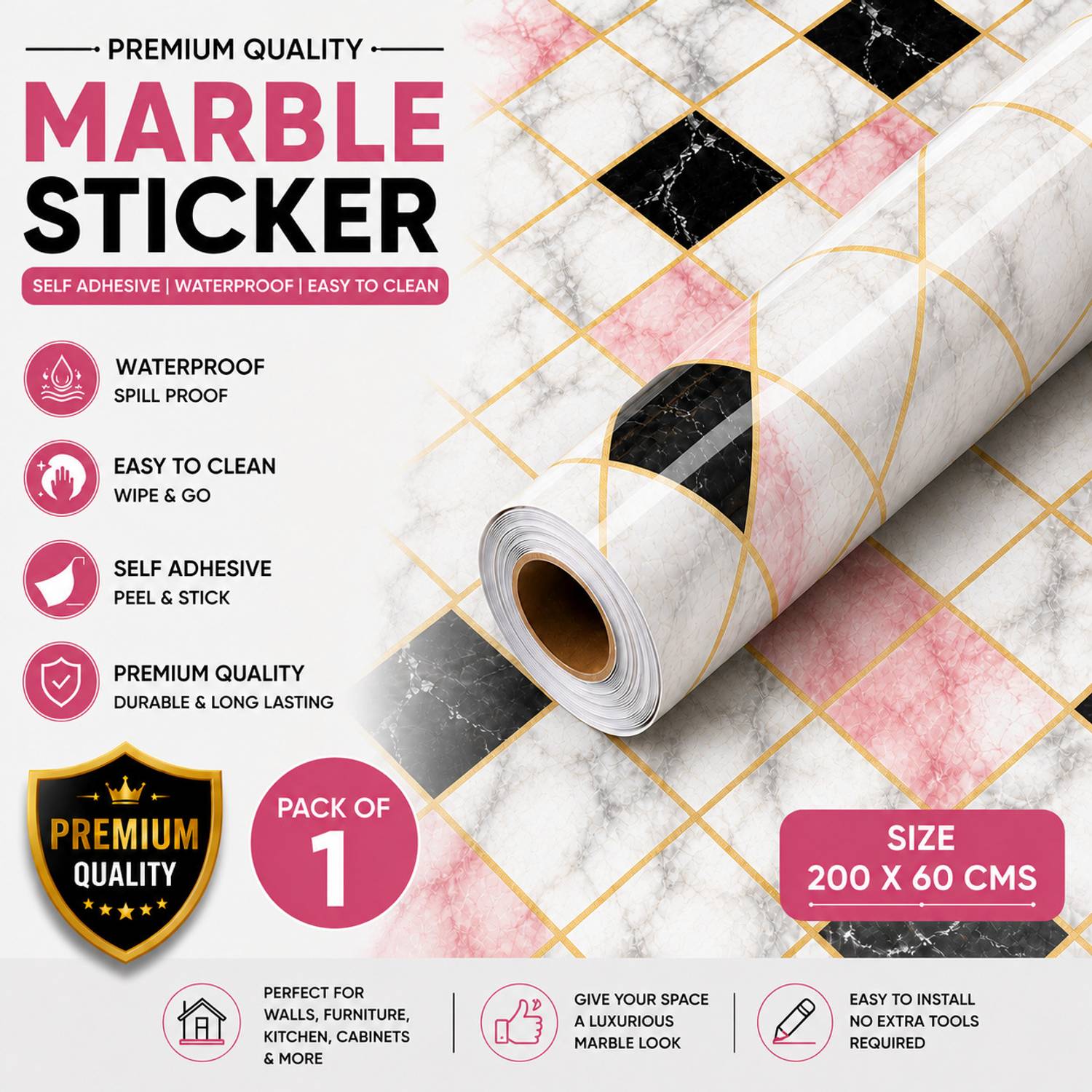 AMBDDED 200 cm AMB-STICKER-020-PACKOF1 Self Adhesive Sticker