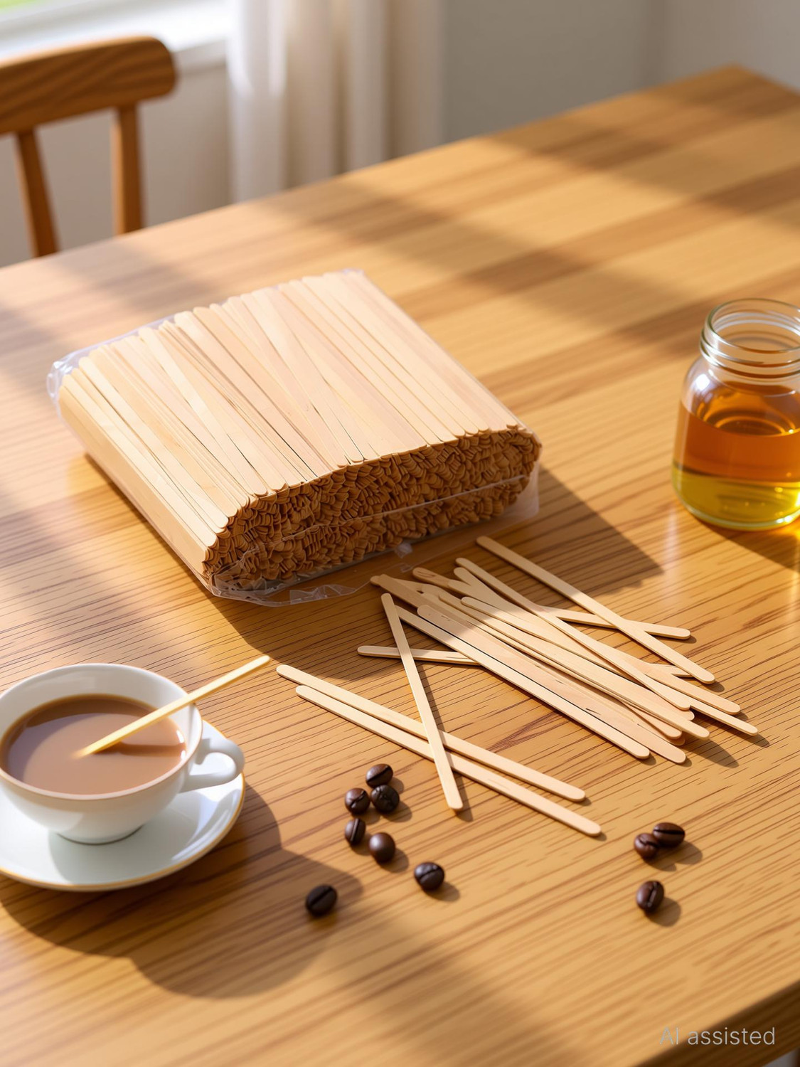 Image of KITHOME 200 Disposable Coffee Stir Sticks, DIY Crafts (5.5inch /14 CM) | Wooden Stirrer Wooden 14 cm Stirrer