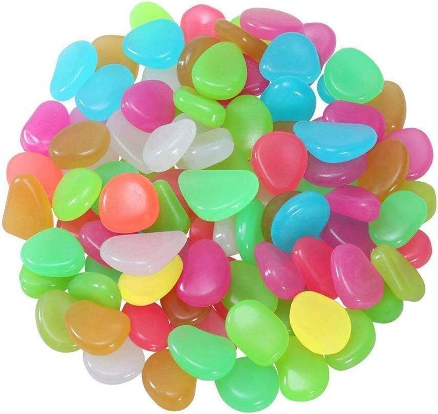 AKHANDDD Glow in The Dark Rocks – 100 PCS Luminous Pebbles Stones Regular Oval Rock Pebbles