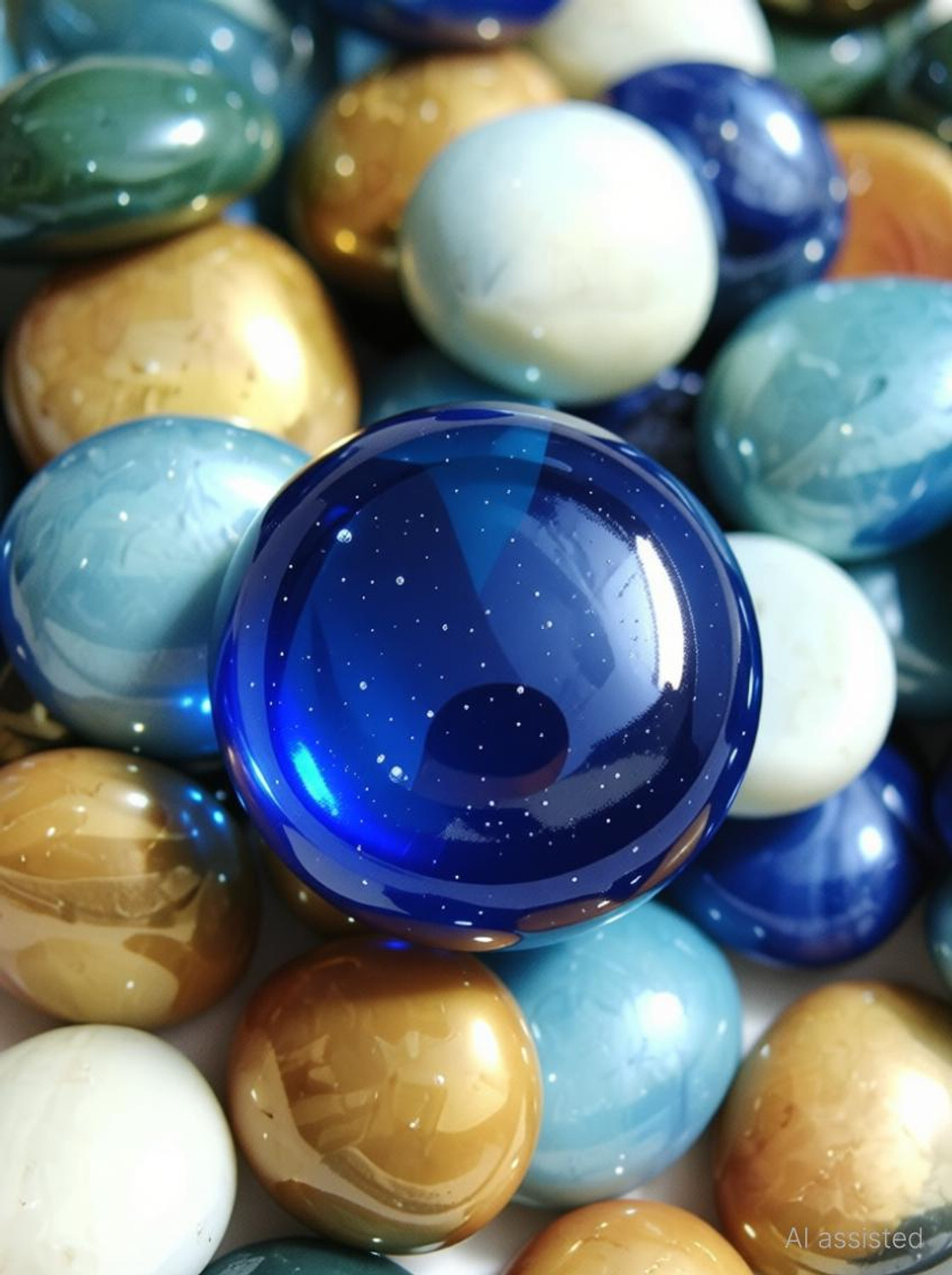 Image of Colour Stone Round Glass Pebbles Decorative Stone For Home Garden Outdoor Decor (450 grams) Polished, Regular, Painted Round Fire Glass Pebbles (Multicolor 450 g)