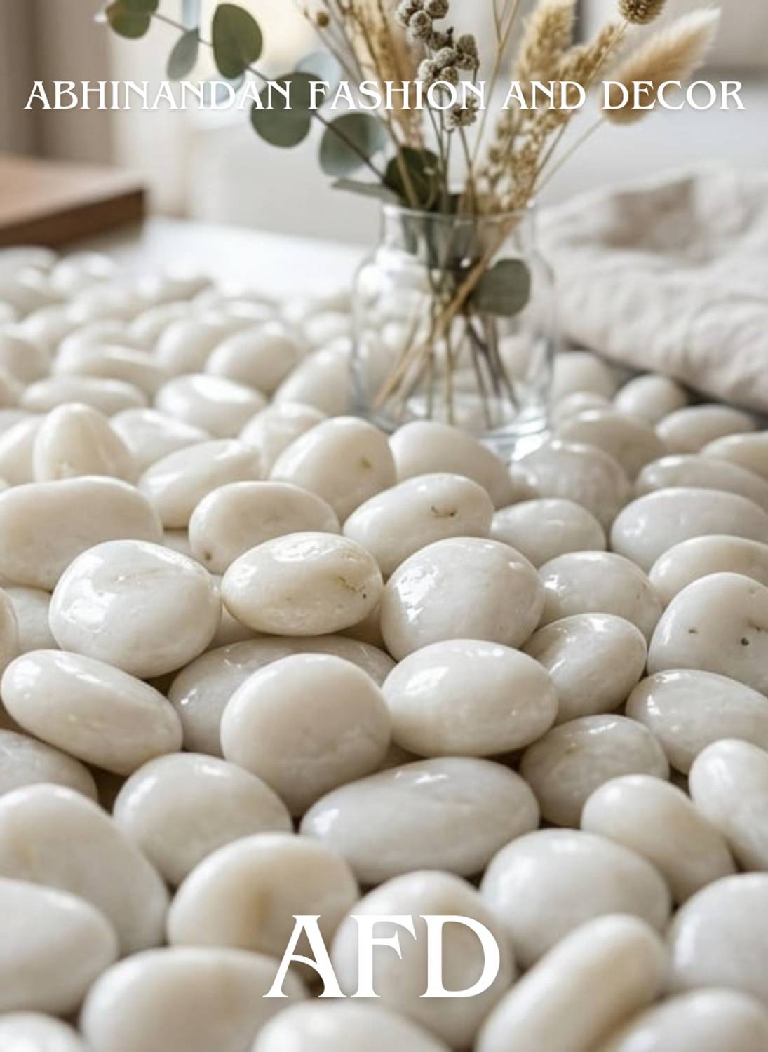 AFD WHITE PEBBLE STONE Polished Round Crystal Pebbles