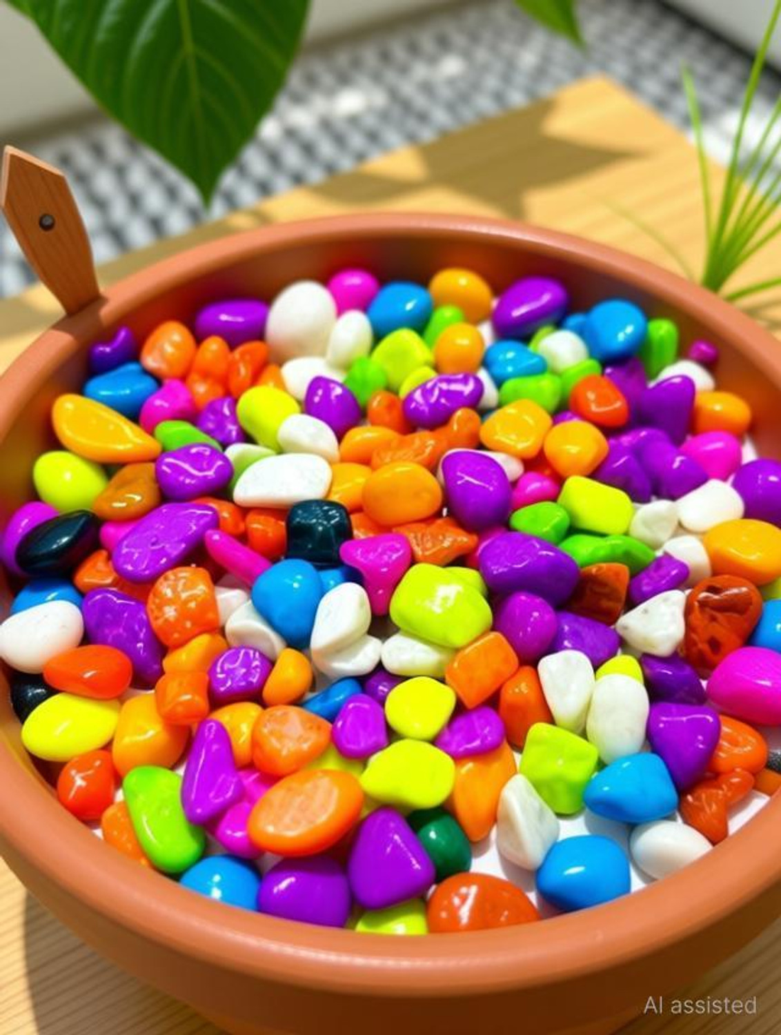 Image of MASHKI Multi Coloured Decorative Stones River Pebbles for Flowerpot, Garden and Aquarium Decoration Painted Asymmetrical Marble Pebbles (Multicolor 1 kg)
