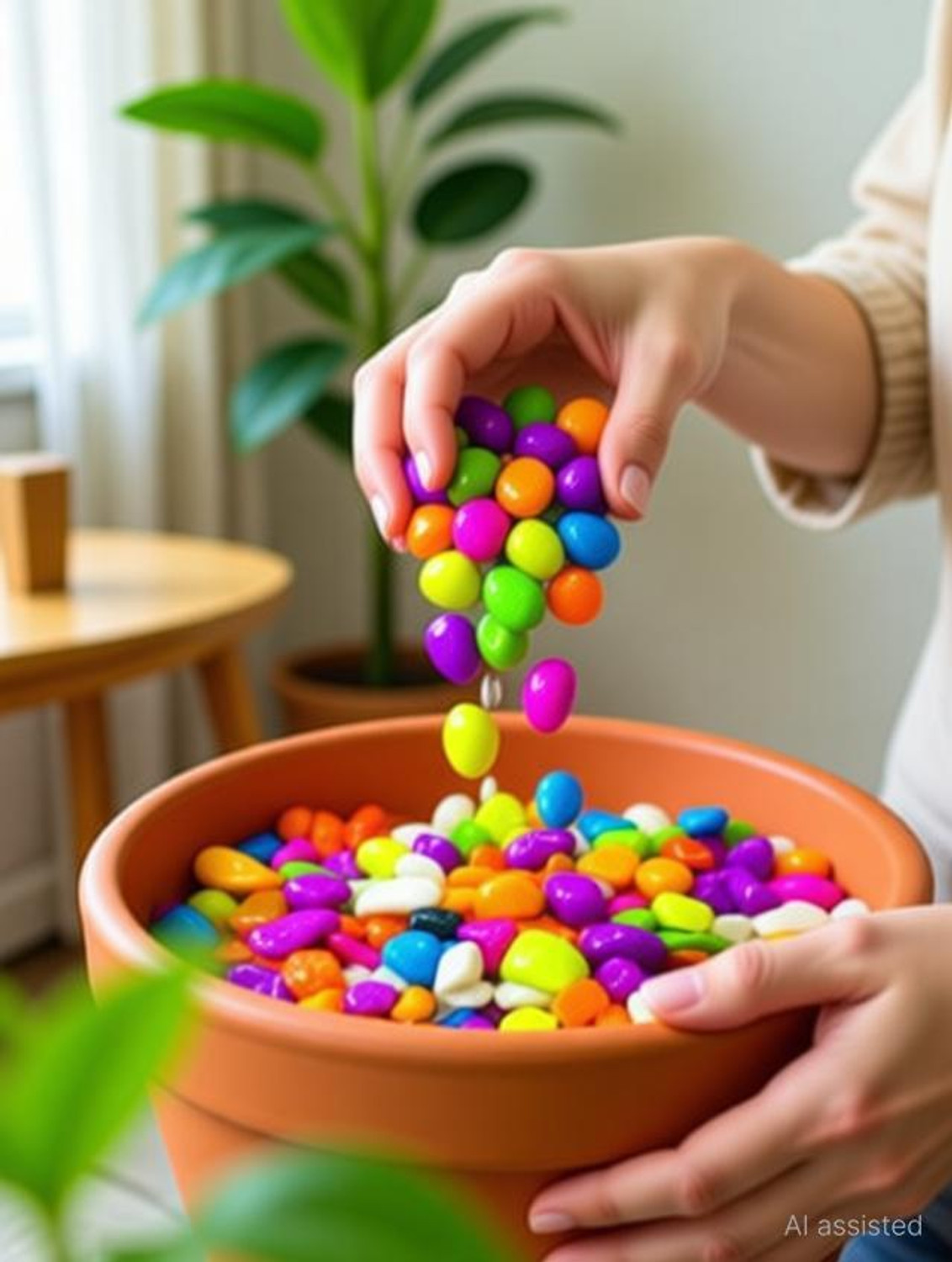 Image of MASHKI Multi Coloured Decorative Stones River Pebbles for Flowerpot, Garden and Aquarium Decoration Painted Asymmetrical Marble Pebbles (Multicolor 1 kg)