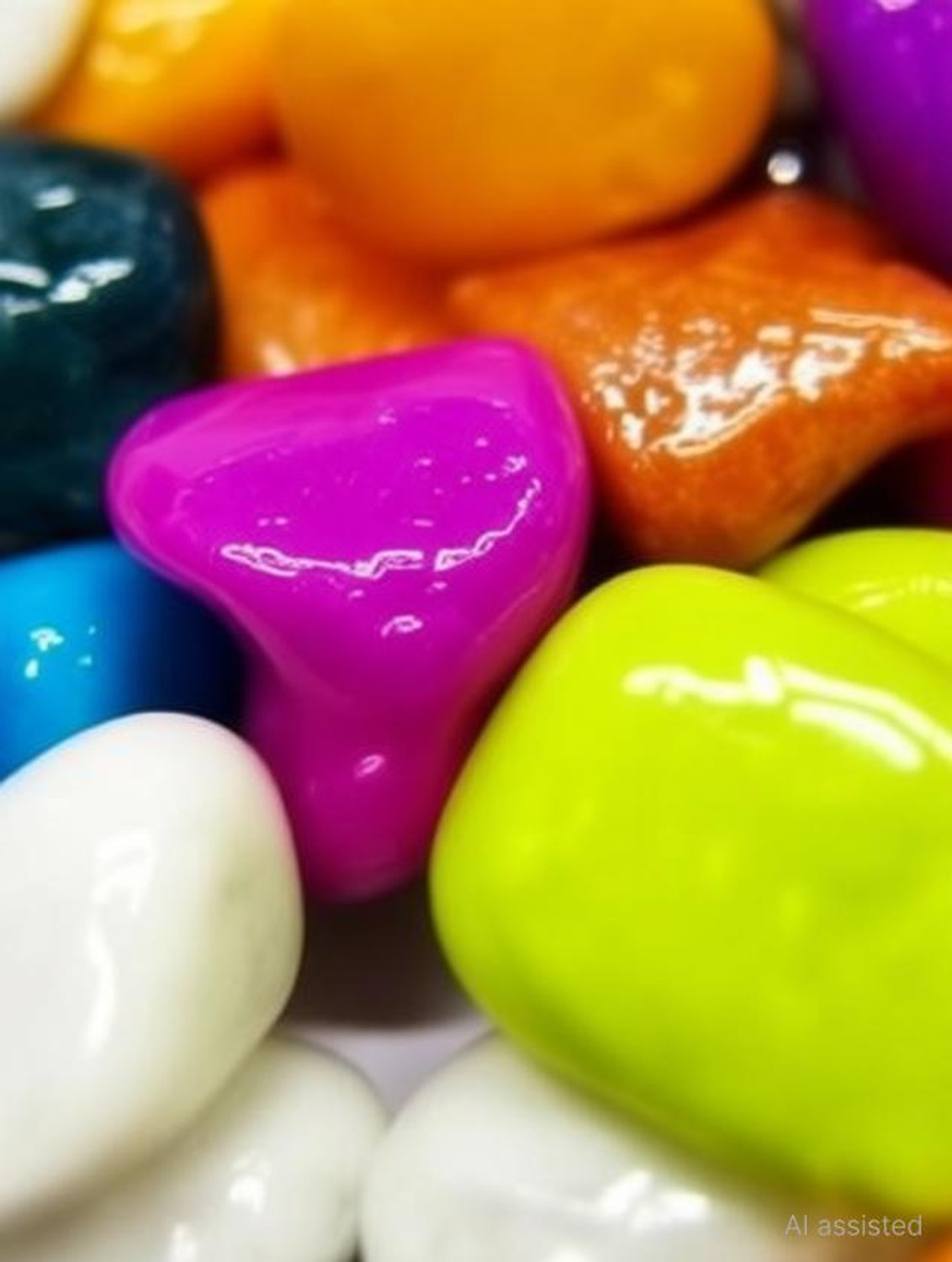 Image of MASHKI Multi Coloured Decorative Stones River Pebbles for Flowerpot, Garden and Aquarium Decoration Painted Asymmetrical Marble Pebbles (Multicolor 1 kg)