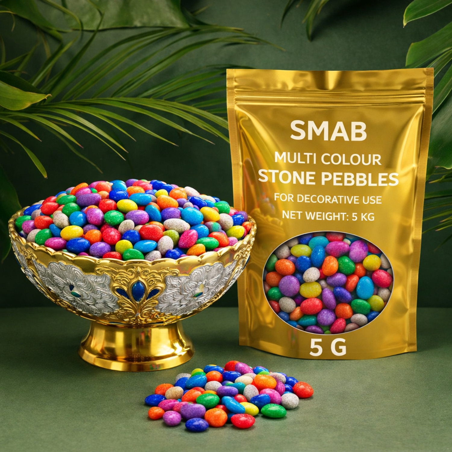 SMAB Multi Colour Stone Pebbles 5 Kg Decorative Pebbles Plants, Garden Home Decor Polished Asymmetrical Marble Stone