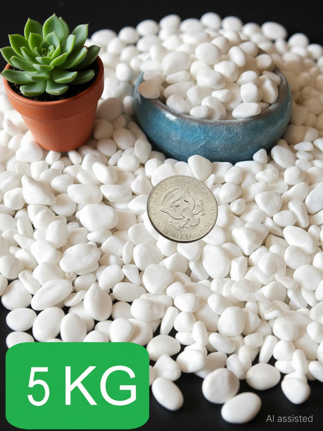Image of AFAST 5 KG Polished White Pebble for Aquarium, Plant Pots & Home Garden Decoration Polished Asymmetrical Marble Pebbles