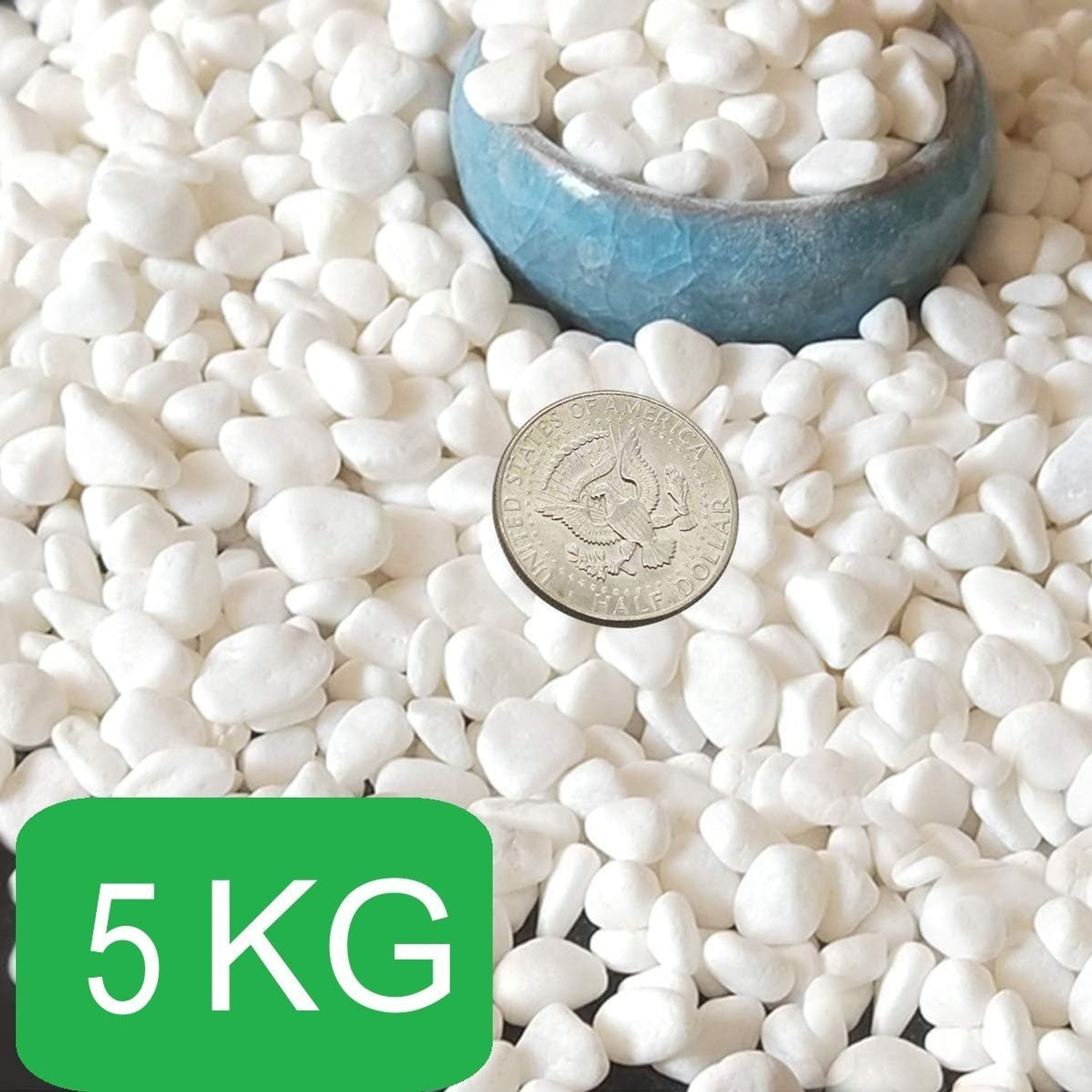 Image of AFAST 5 KG Polished White Pebble for Aquarium, Plant Pots & Home Garden Decoration Polished Asymmetrical Marble Pebbles