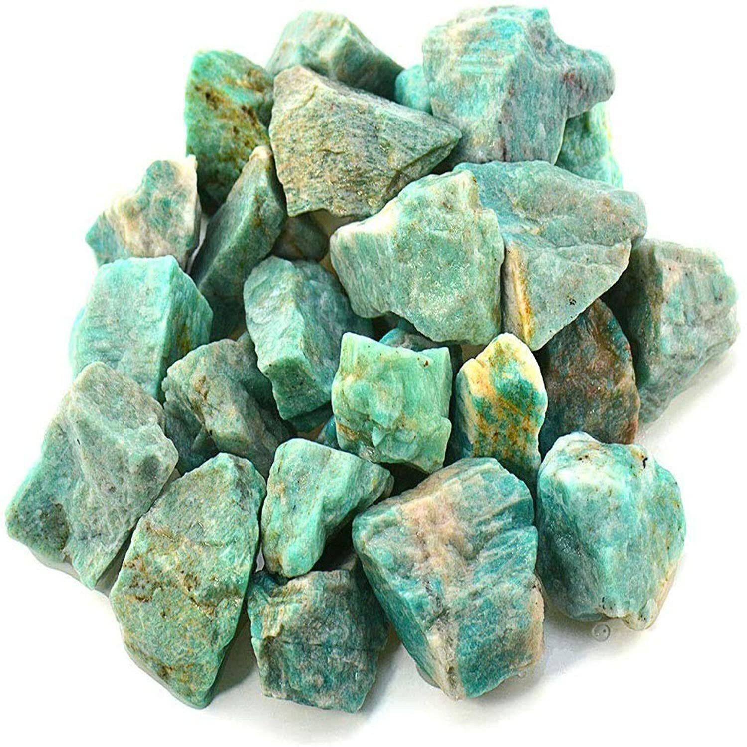 Agatesaura Natural Amazonite Rough Raw Stone 200 Grams Regular Asymmetrical Crystal Stone