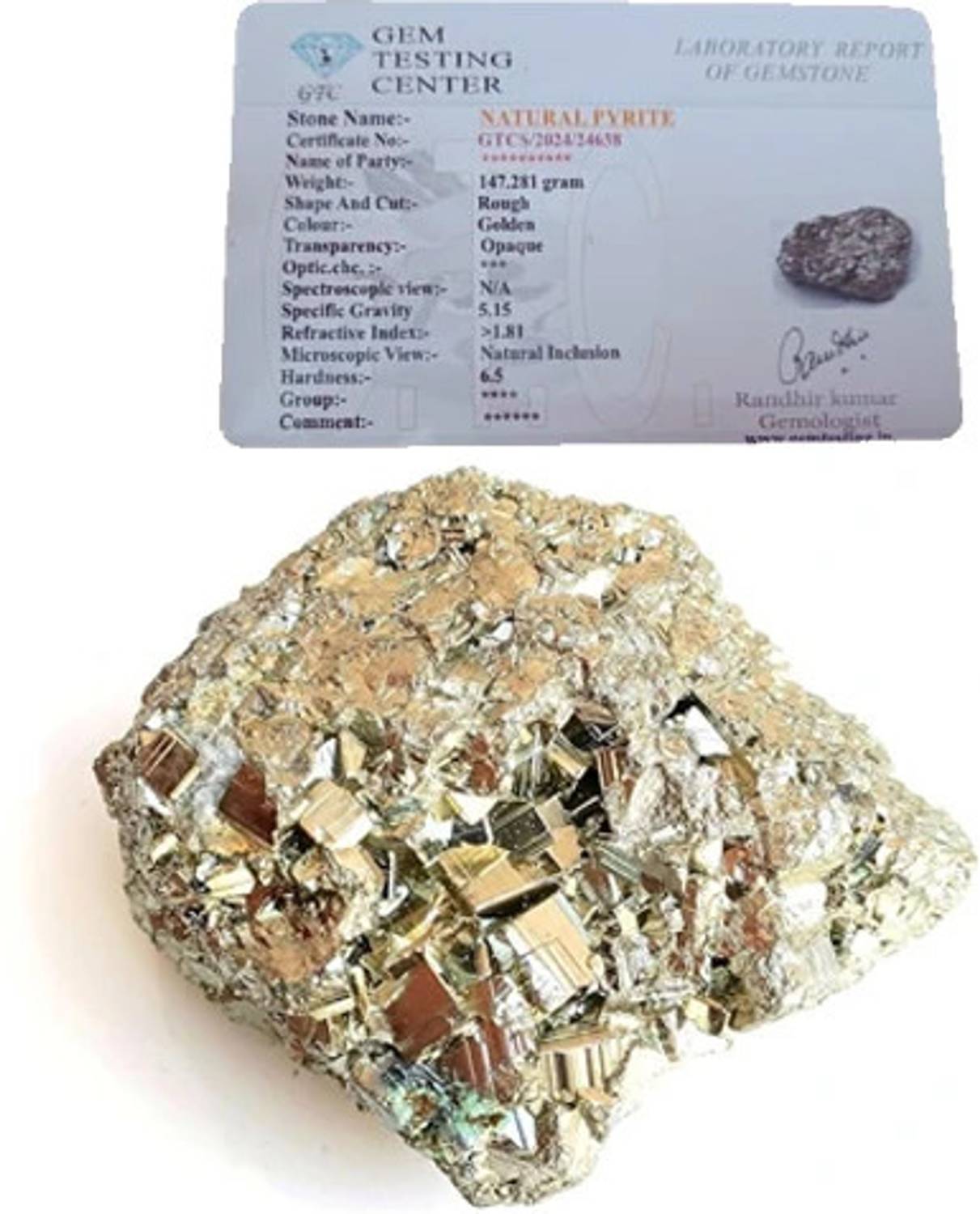 Agatesvibe Pyrite Original Stone for Wealth & Bussiness with Increased Will power Engraved Asymmetrical Crystal Stone