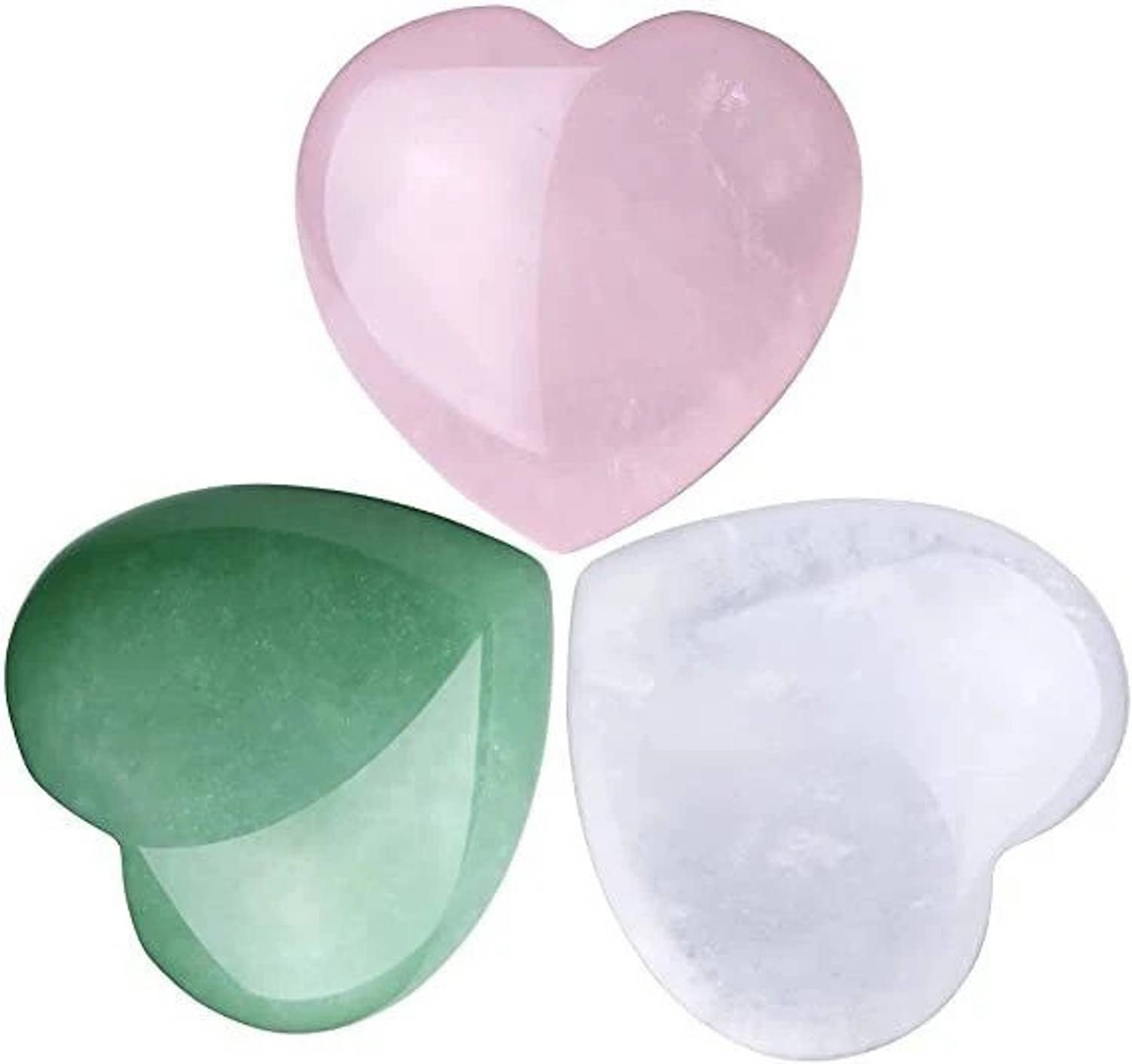 Agatesvibe Rose Quartz Love Heart Palm Stone Natural Healing Clear Crystal Green Aventurine Polished Asymmetrical Crystal Pebbles