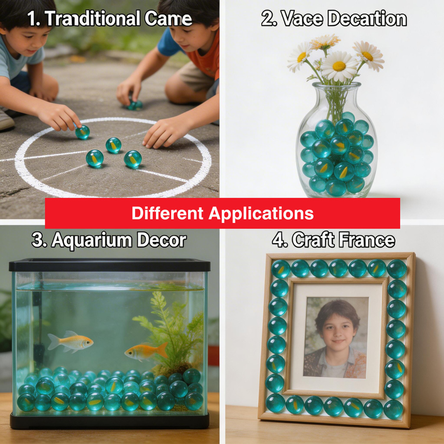 Image of Infojerk Lifestyle (Pack Of 100) Pebbles Glass Marbles Kanche Goli - Glass Marble Bulk Pack Regular Round Fire Glass Pebbles