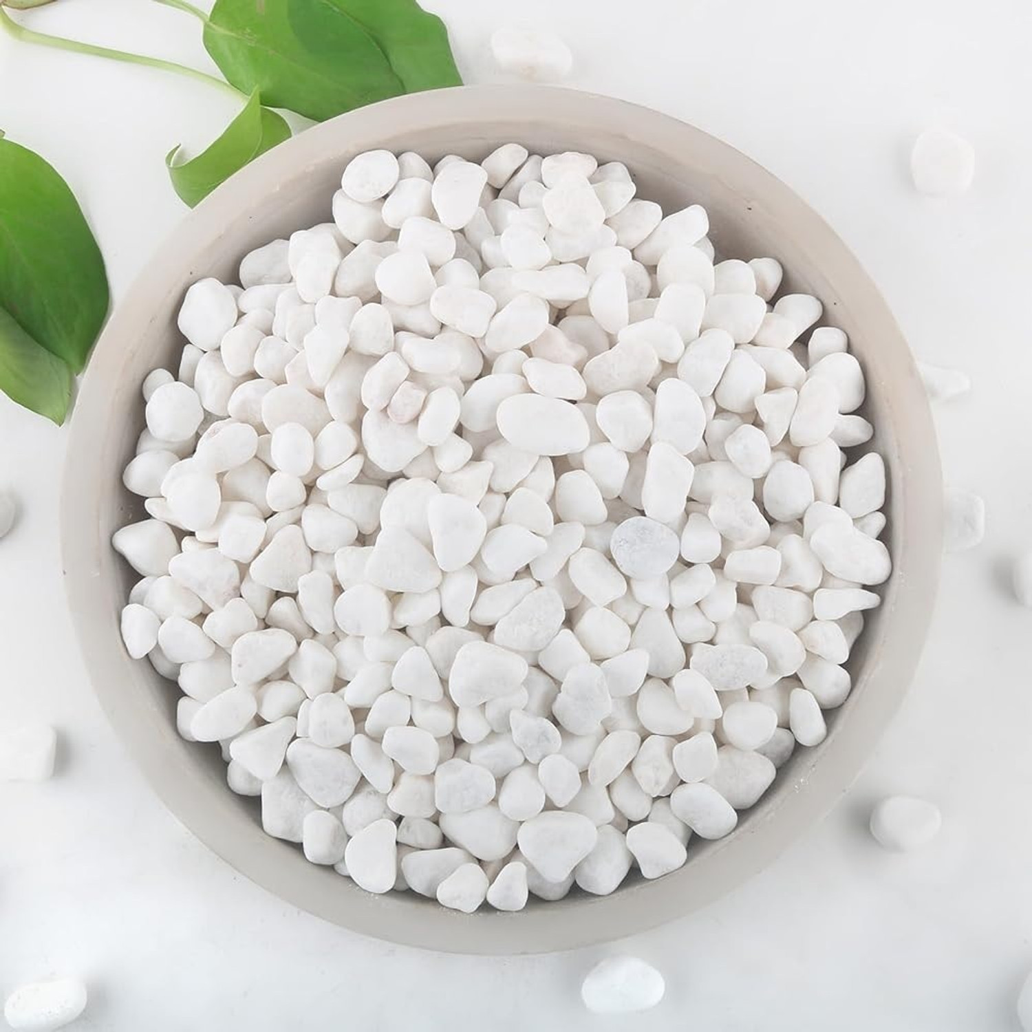 Image of AFAST 5 KG Polished White Pebble for Aquarium, Plant Pots & Home Garden Decoration Polished Asymmetrical Marble Pebbles