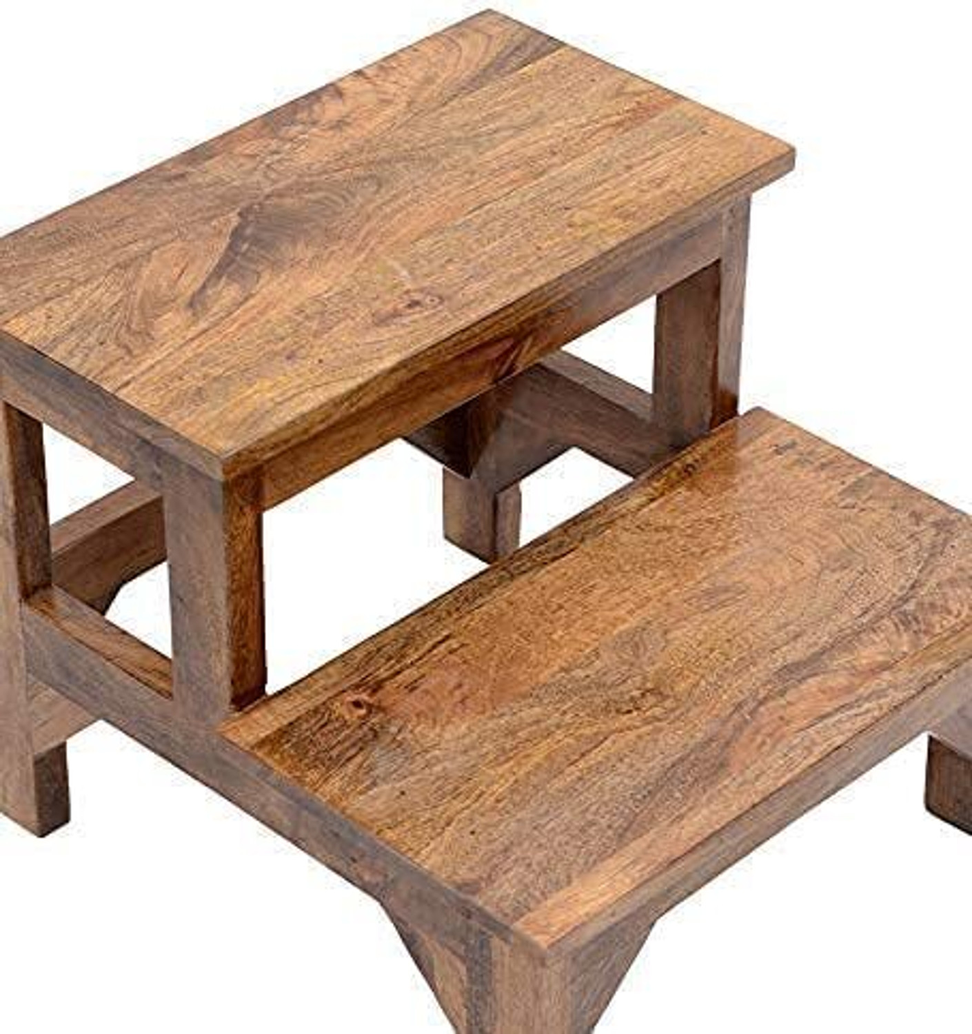 Image of Decorvatsa Decorvatsa Solid Sheesham Wood Step Stool, Wooden Stool 2 step kitchen stool Stool