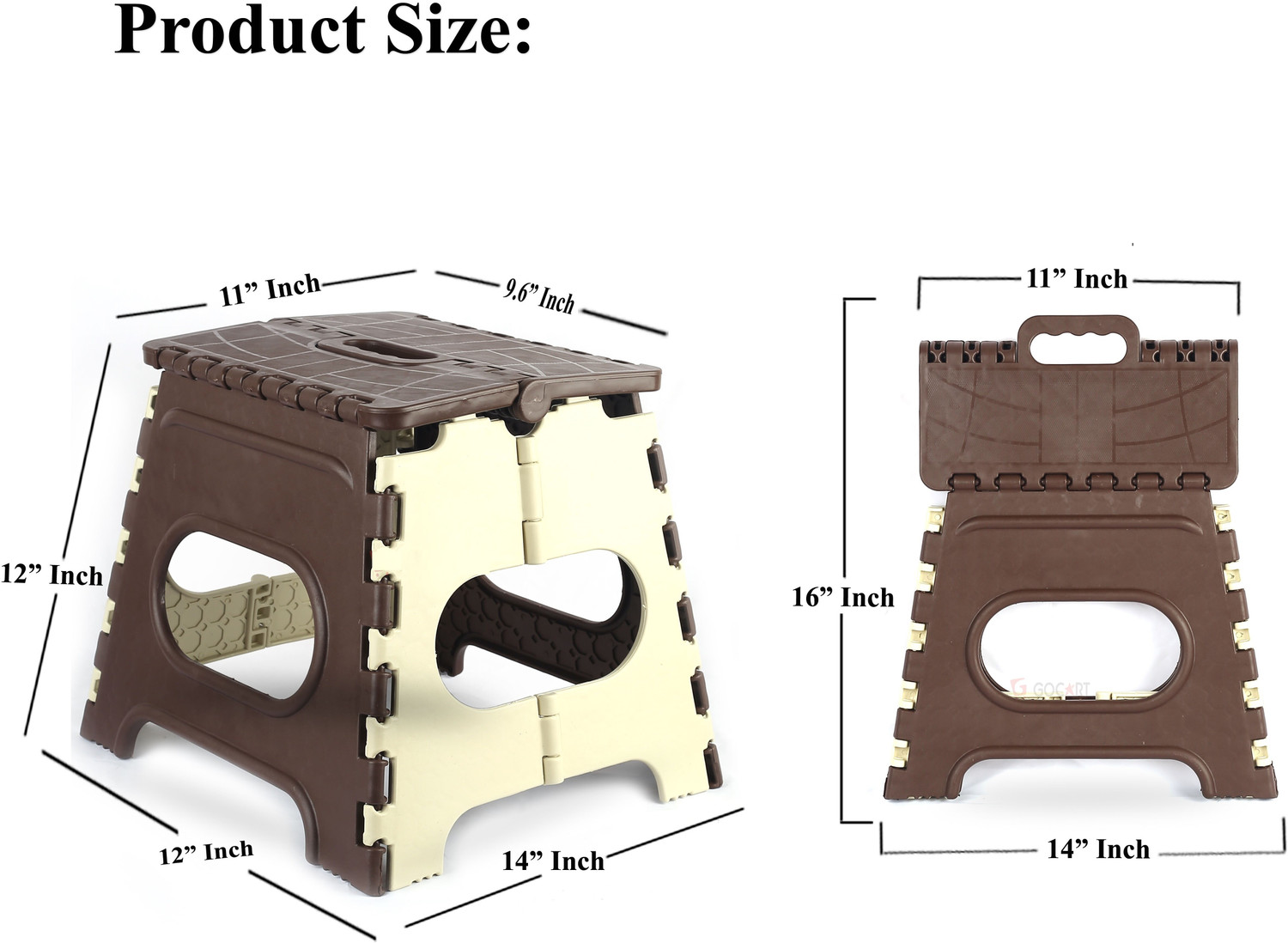 Image of GOCART 12 Inches Super Strong Folding Step Stool for Adults and Kids, Kitchen Stepping Stools, Garden Step Stool Kitchen Stool