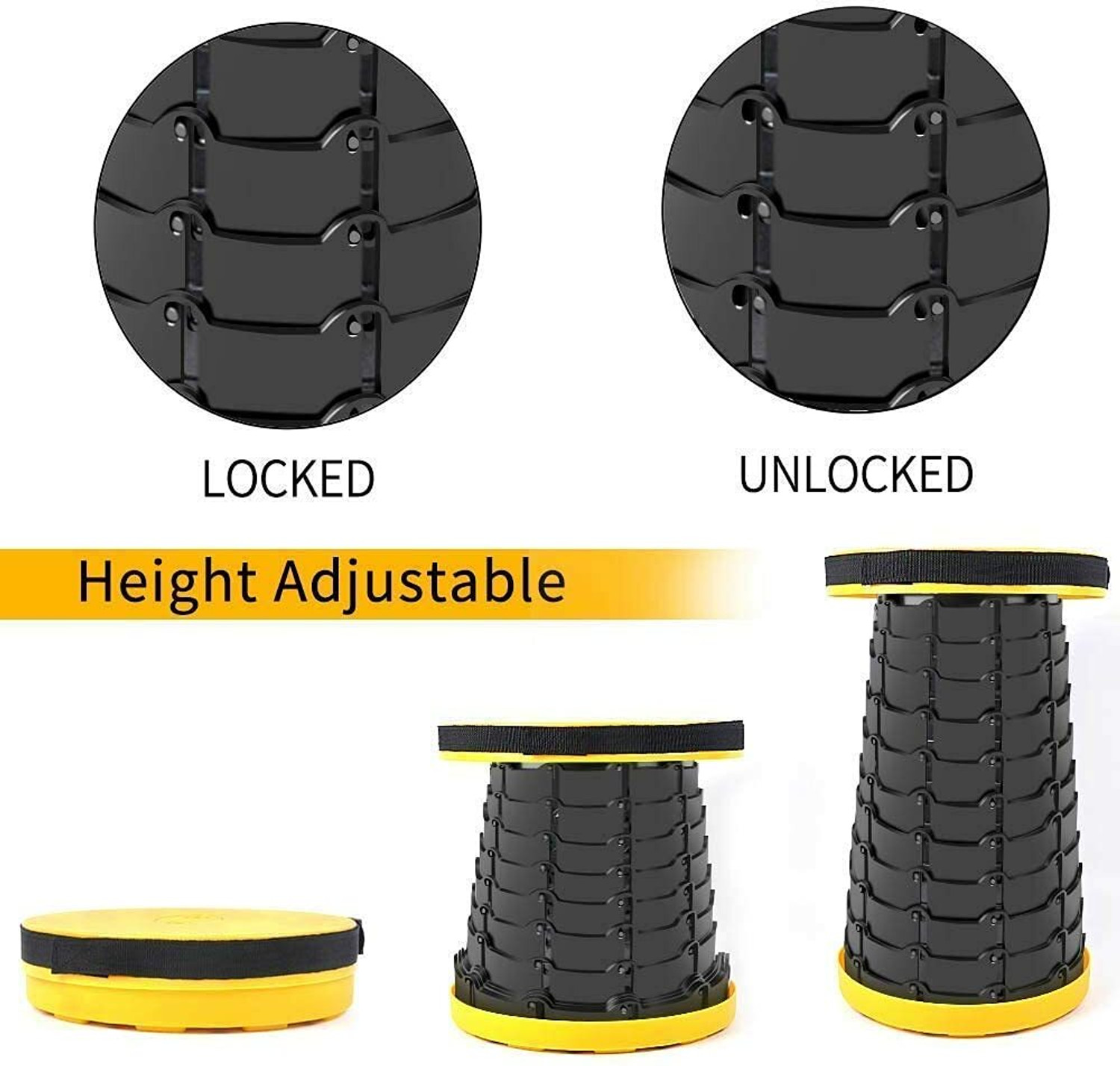 Image of jasifs Foldable Height Adjusting Stool Space Saving Telescopic Stool Stool