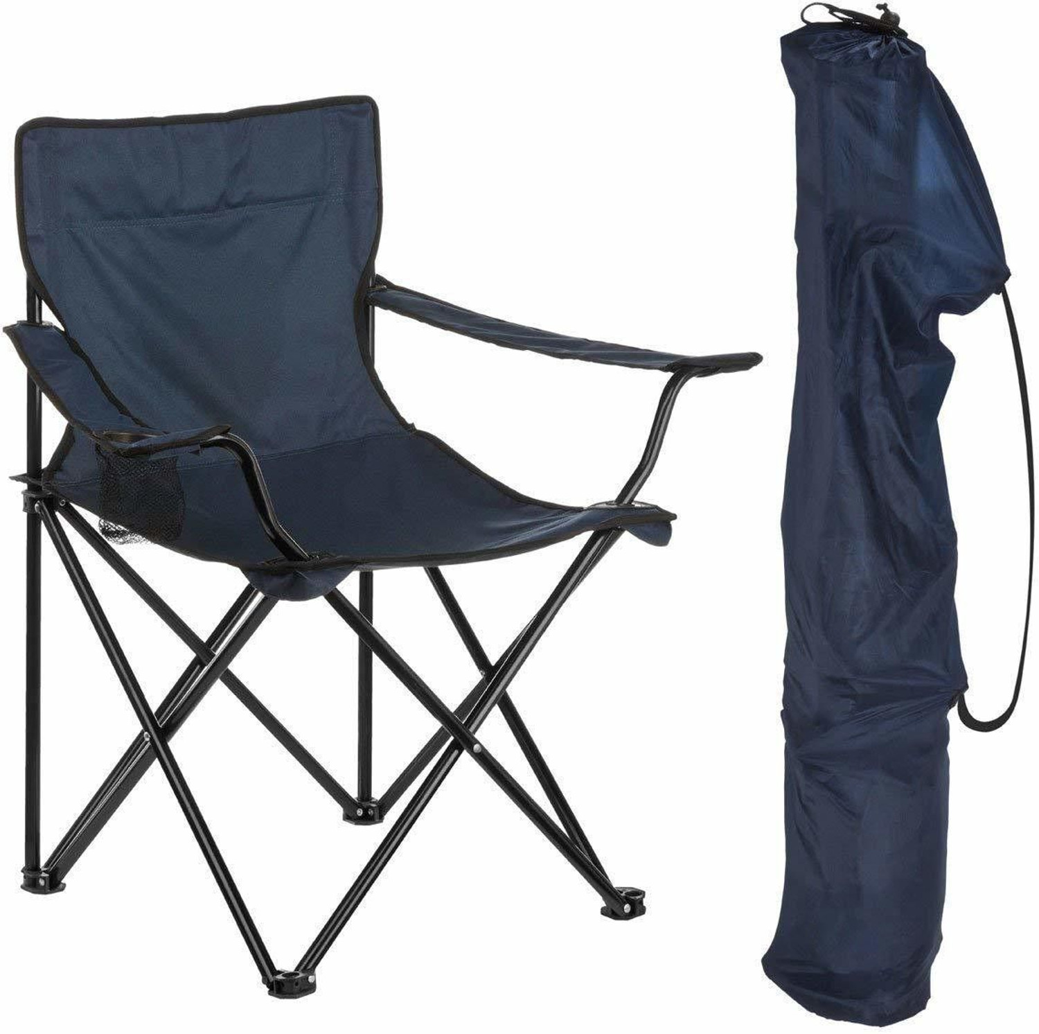 Image of Varnee Portable Folding Chair with Arm Rest Cup Holder and Carrying Foldable Steel, Polyester Inversion Chair