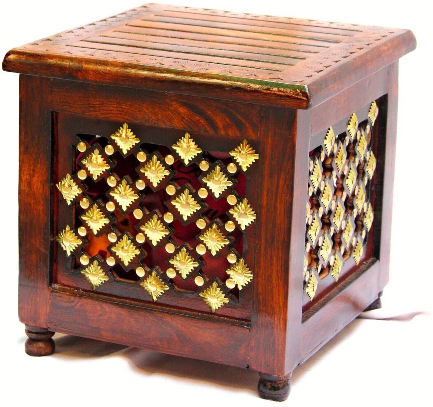MAJESTIC MART Beautiful Antique Wooden Stool with Storage Multipu