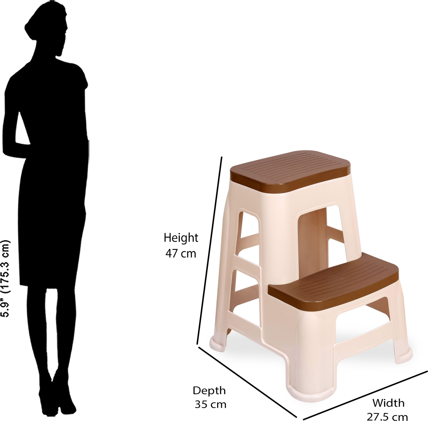 Image of Nilkamal Strong & Durable Step Stool STL 31|100% PolyPropylene|Living,Bed Room,Kitchen, Outdoor & Cafeteria Stool