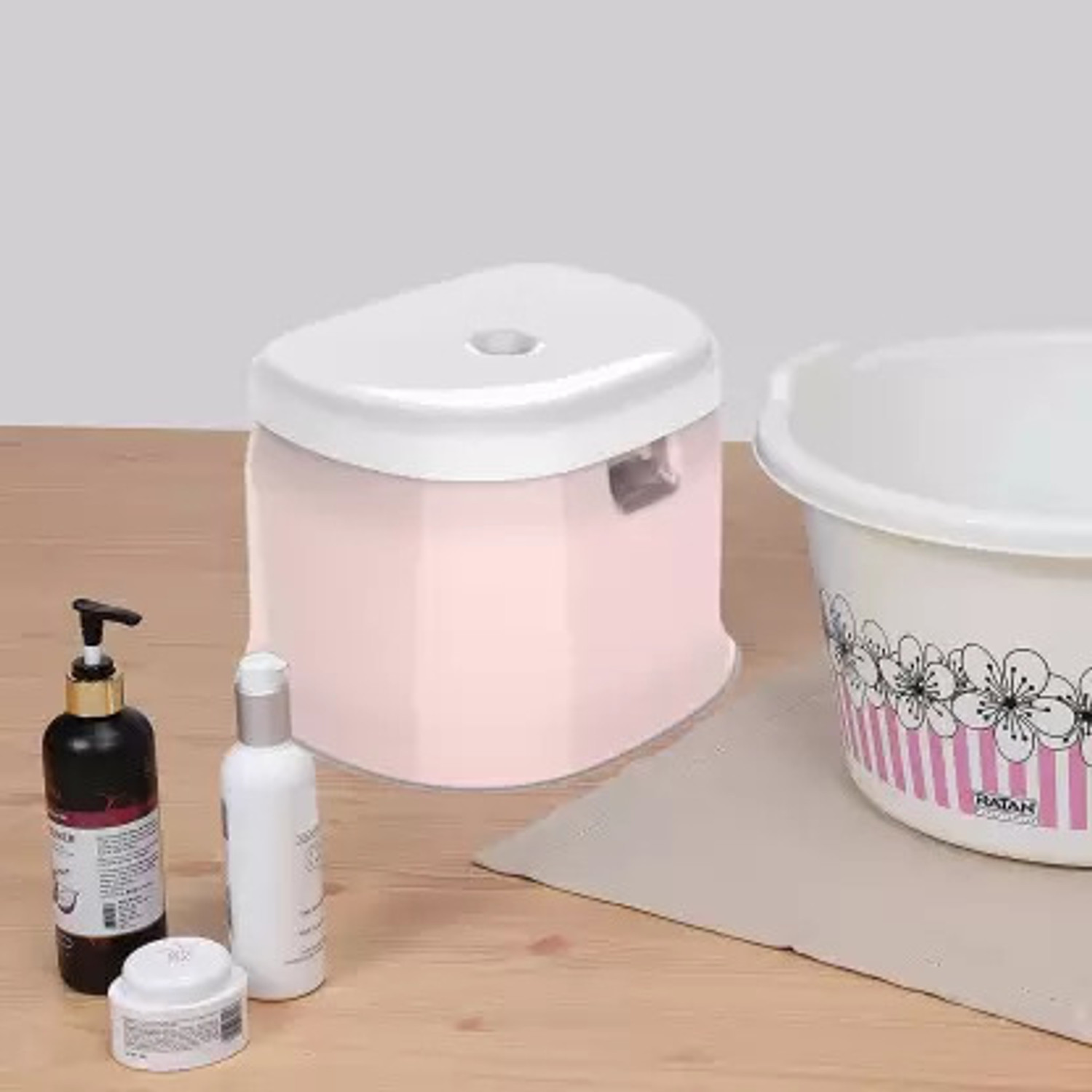 Image of PRAGATI SALES Bathroom Stool |Plastic Stool for Bathroom |Anti-Slip with Strong Bearing |Pink Bathroom Stool