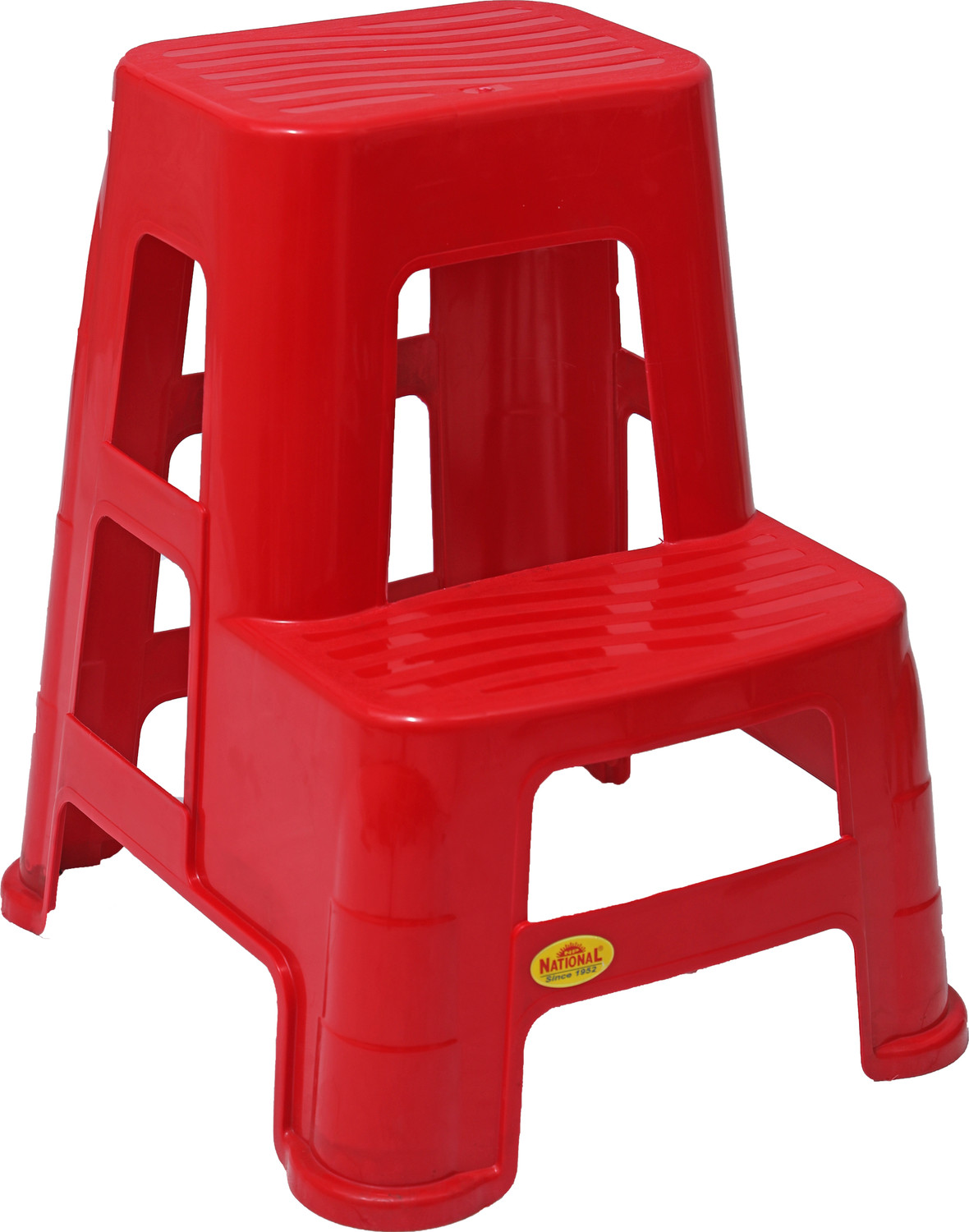 Image of NP NATIONAL Since 1952 Sigma Dual-Step Ladder Stool with Wide Base and Grip Treads Red Stool