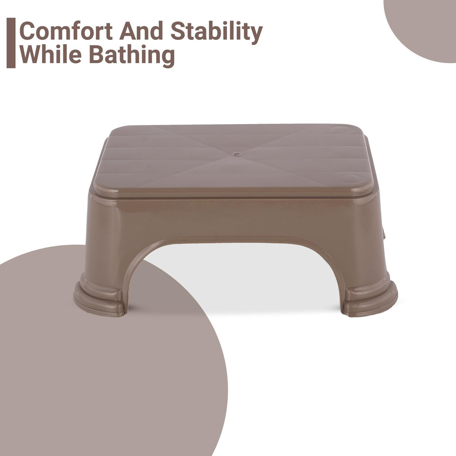Image of HOMESTIC Pack of 3 Durable Bathroom Stool for Bathing for Home | Plain - Brown Stool