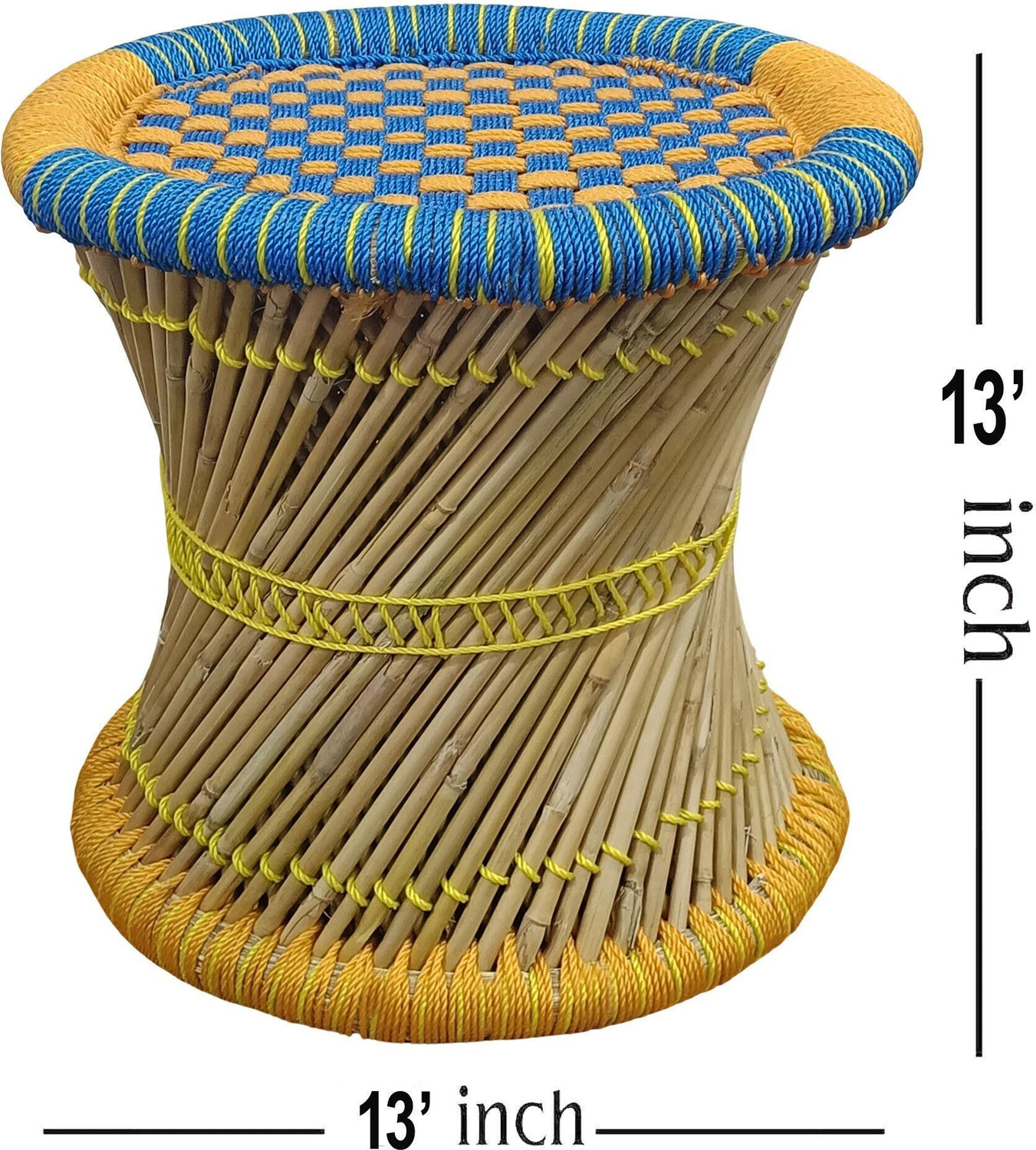Image of LV HANDMAKER Pure handmade Bamboo Stool Mudda /mudha /muddi Set of-2 Outdoor & Cafeteria Stool