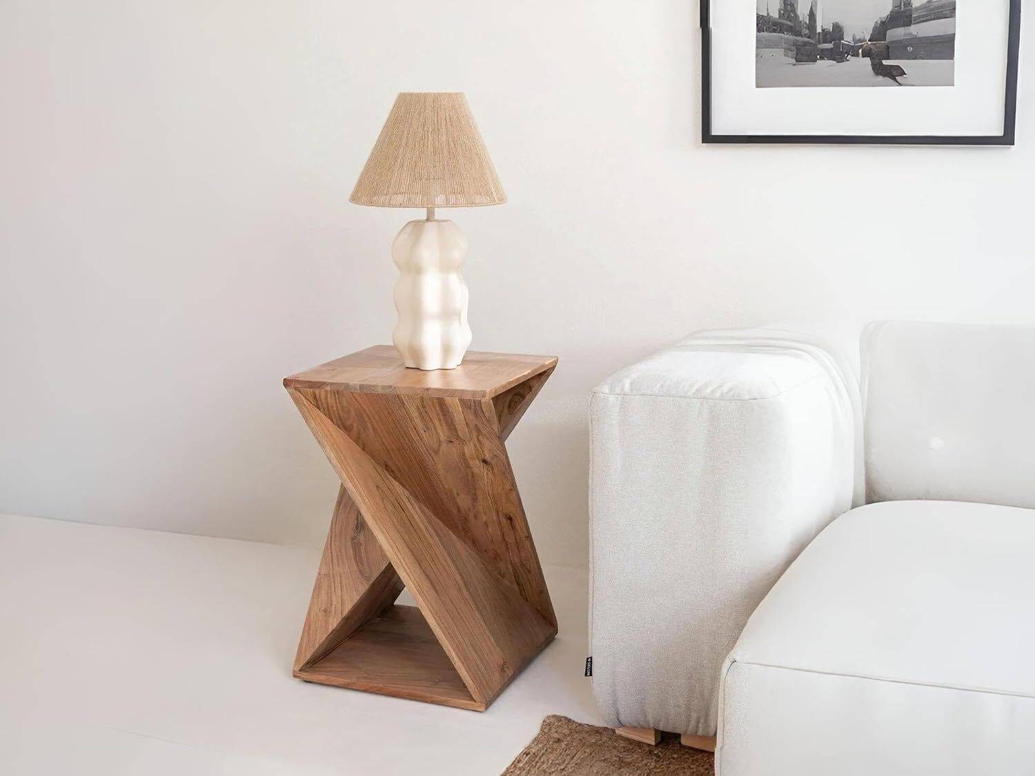 Thoms Handicraft Modern Sheesham Wood Twisted Stool Handcrafted W