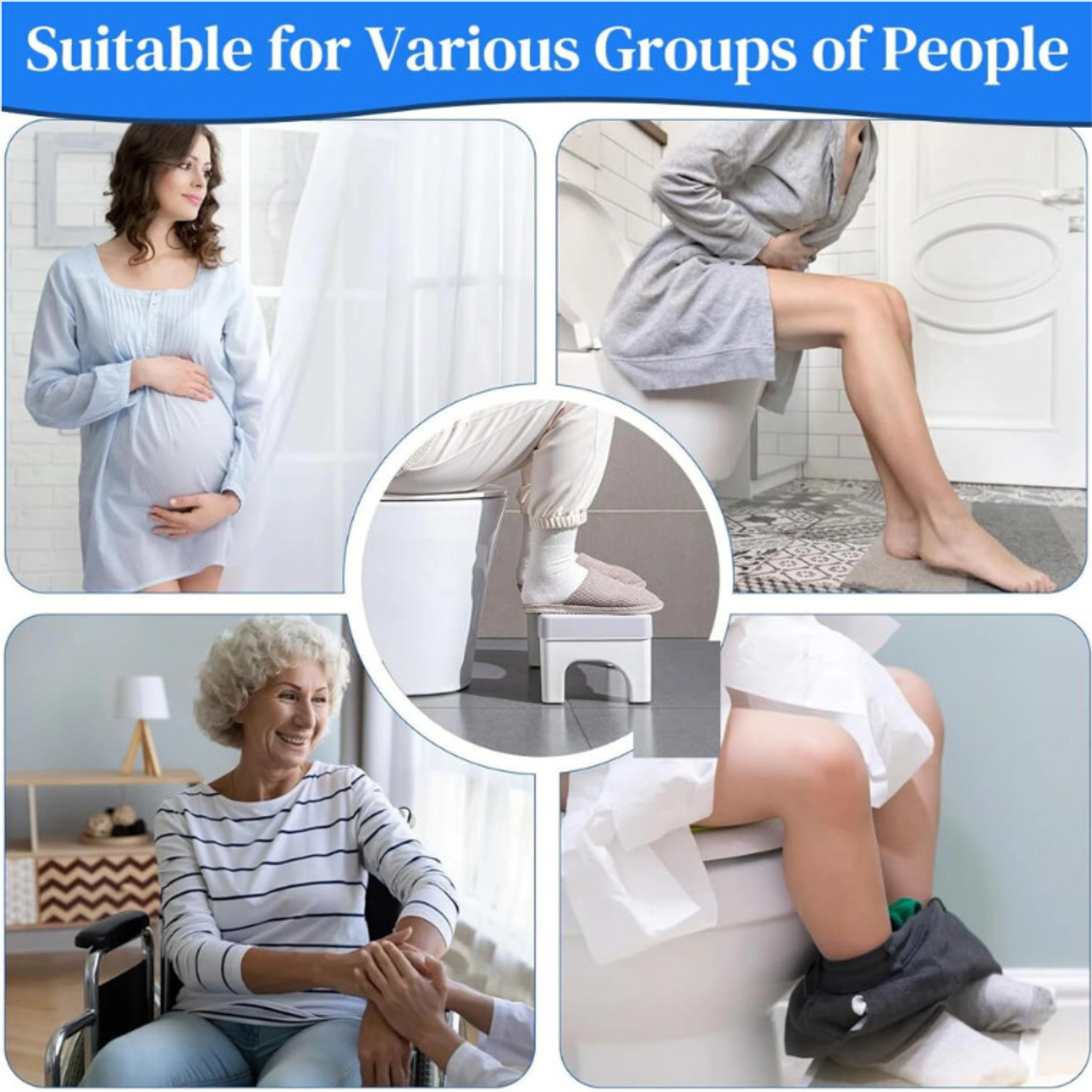 Image of Extrawish Bathroom Toilet Step Stool with Massage Rolle 18 CM Height Bathroom Stool Bathroom Stool