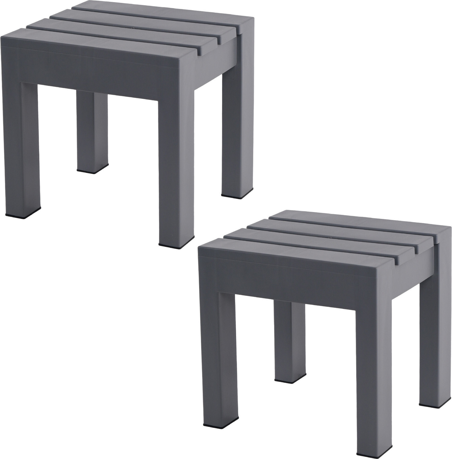 Image of KUBER INDUSTRIES 2 Pcs Plastic Stool for Home Use | Anti Slip Bath Stools for Bathroom | Grey Stool