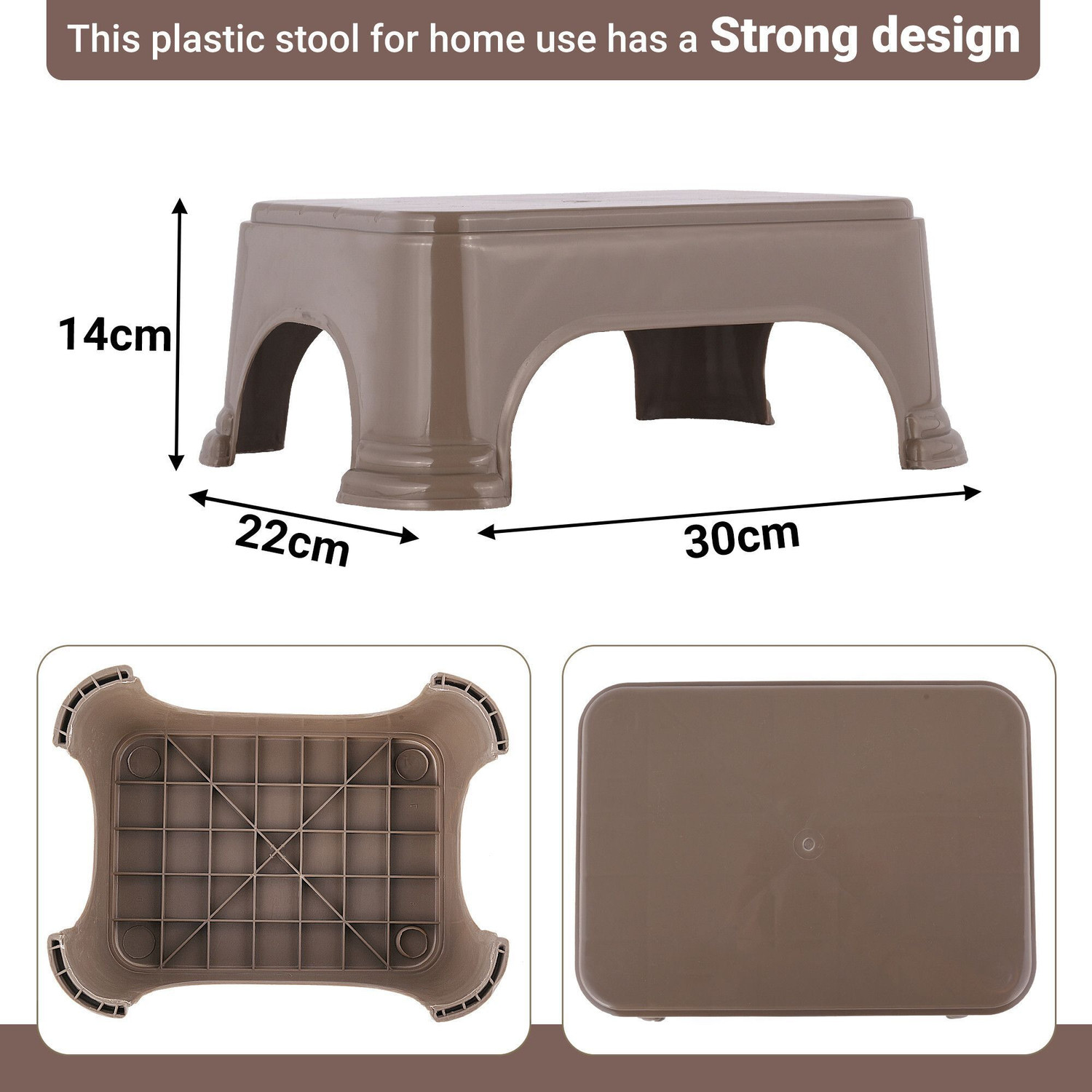 Image of HOMESTIC Pack of 4 Durable Bathroom Stool for Bathing for Home | Plain - Brown Stool