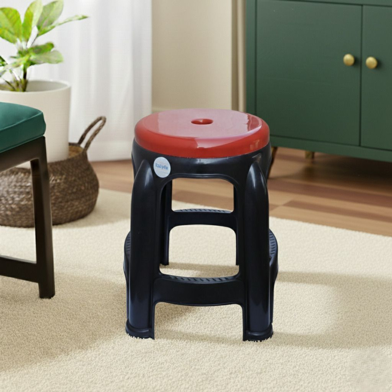 Image of EzLyfe Pack of 2 MultiUse Heavy Duty Plastic Stool Set Outdoor & Cafeteria Stool