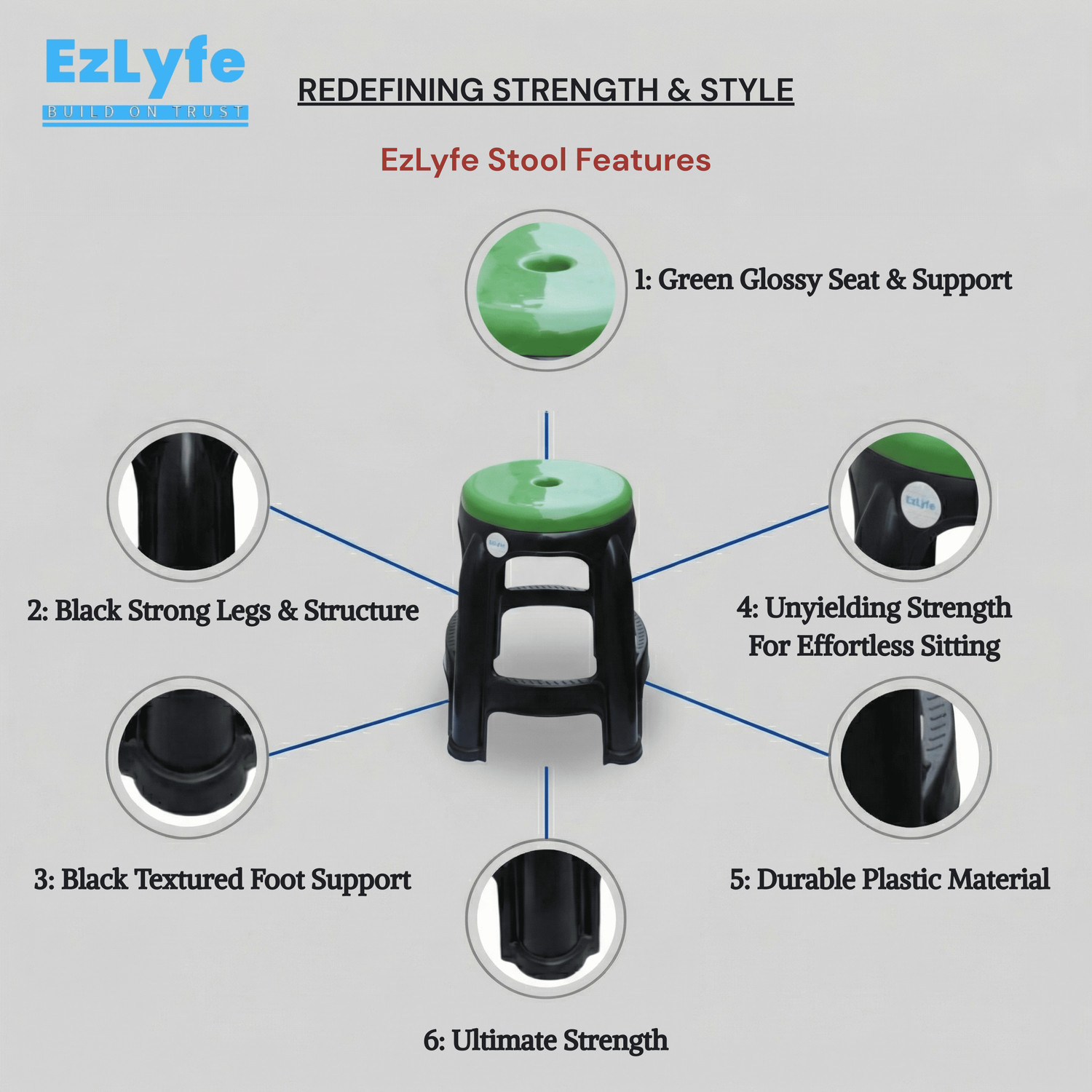 Image of EzLyfe Pack of 2 Outdoor & Cafeteria Stool
