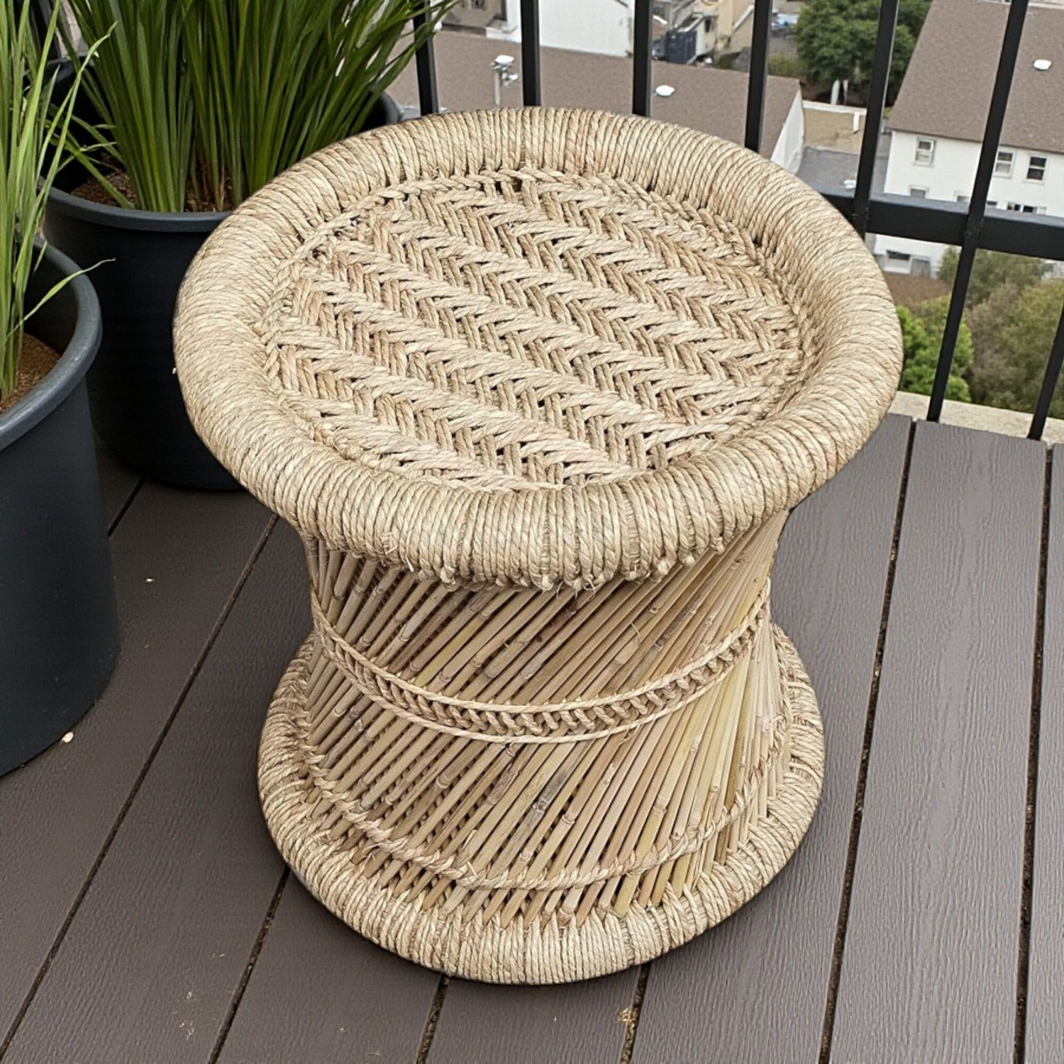 Image of Yashika Creations Handmade Bamboo stool for Home & Office 14x14 Outdoor & Cafeteria Stool