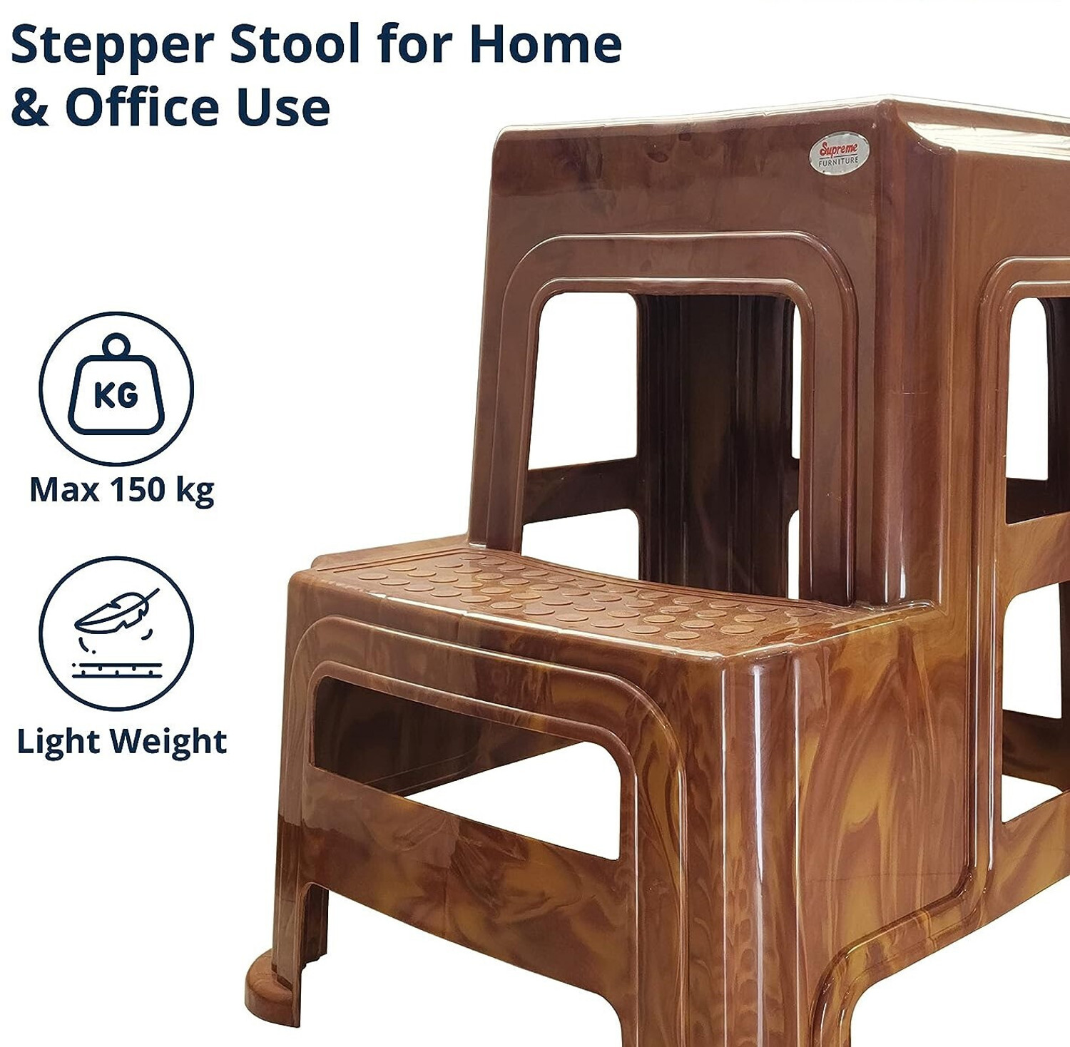 Image of Furniture Yard Supreme Multi-Purpose Stepper Stool for Home Kitchen Office Bathroom Use Living & Bedroom Stool