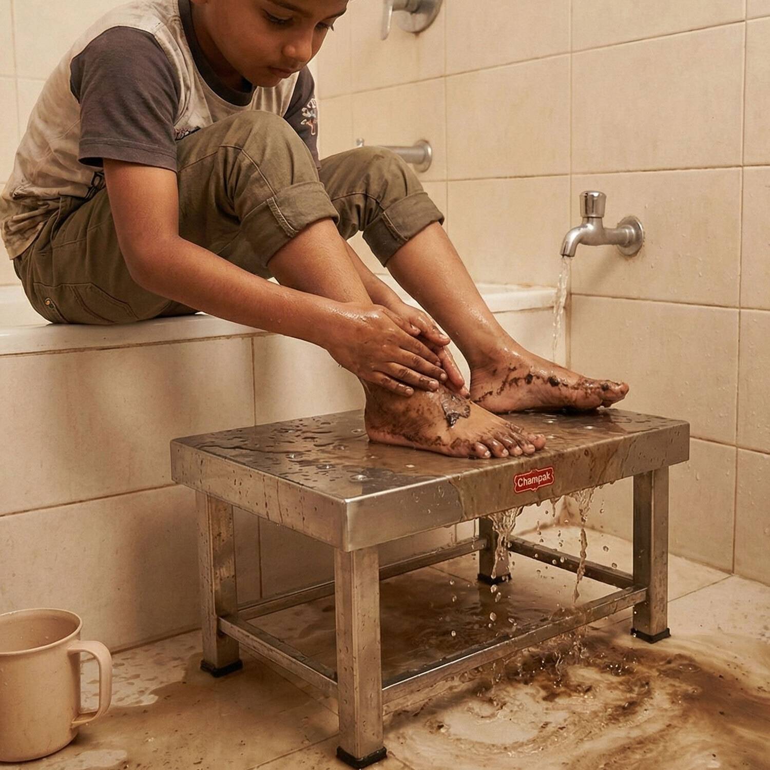 Champak Bathroom Stainless Steel Patla Stool Price in India - Buy