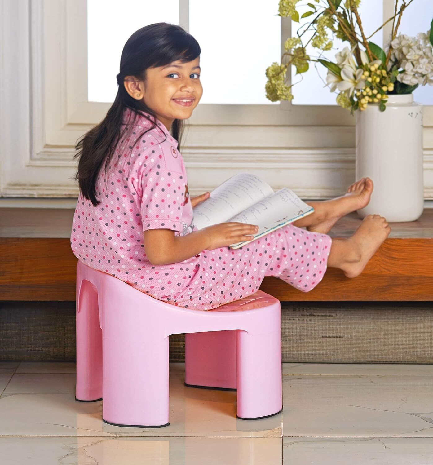 Image of MILTON Backrest Living & Bedroom Stool