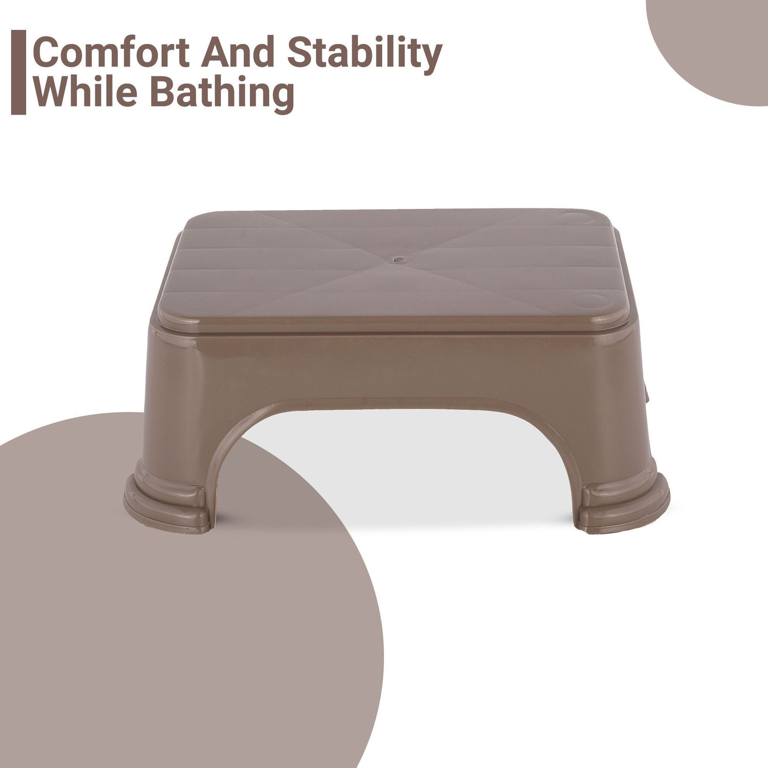 Image of HOMESTIC Pack of 6 Durable Bathroom Stool for Bathing for Home | Plain - Brown Stool